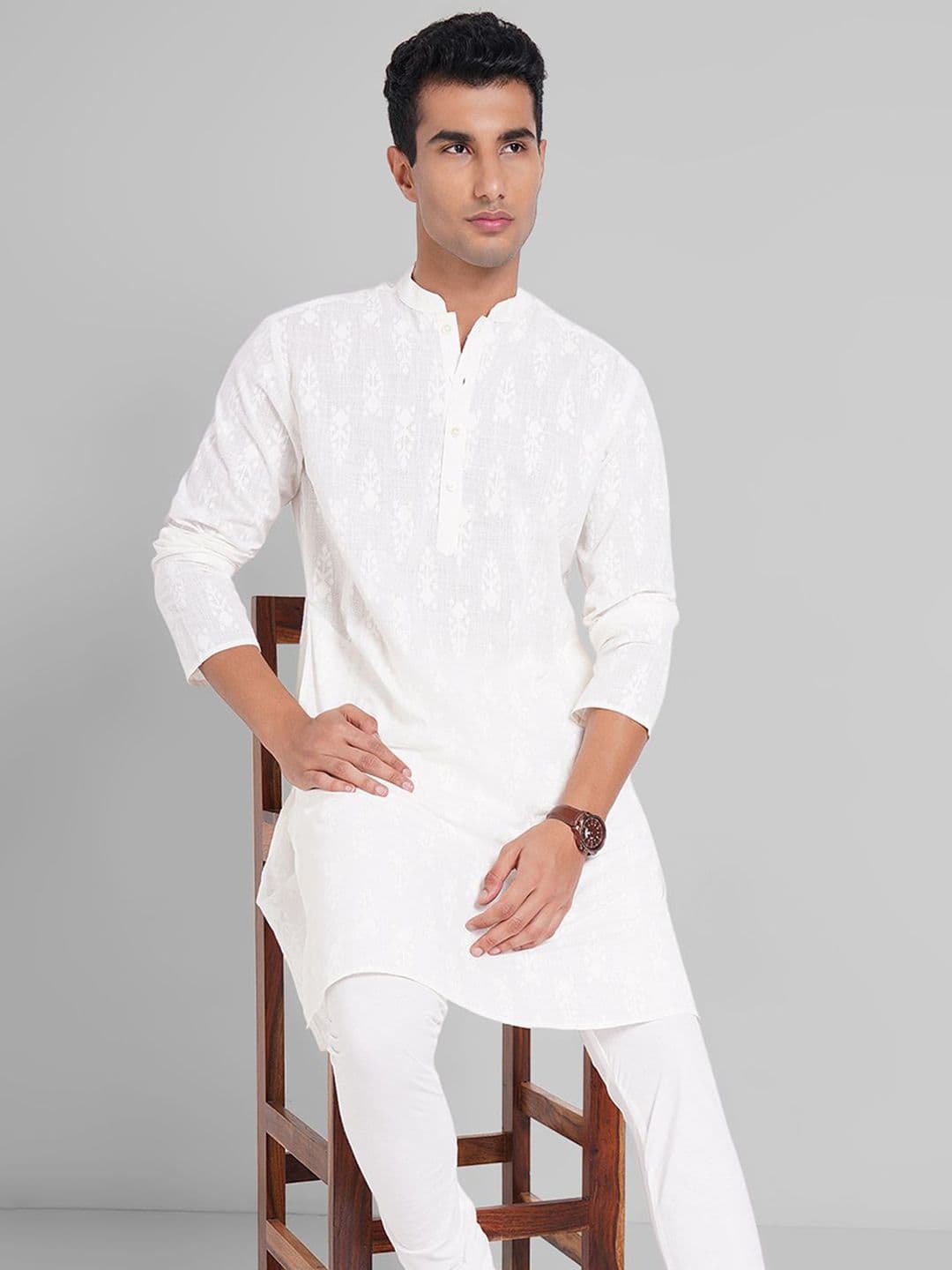indus route by Pantaloons Abstract Printed Mandarin Collar Cotton Kurta - view 1