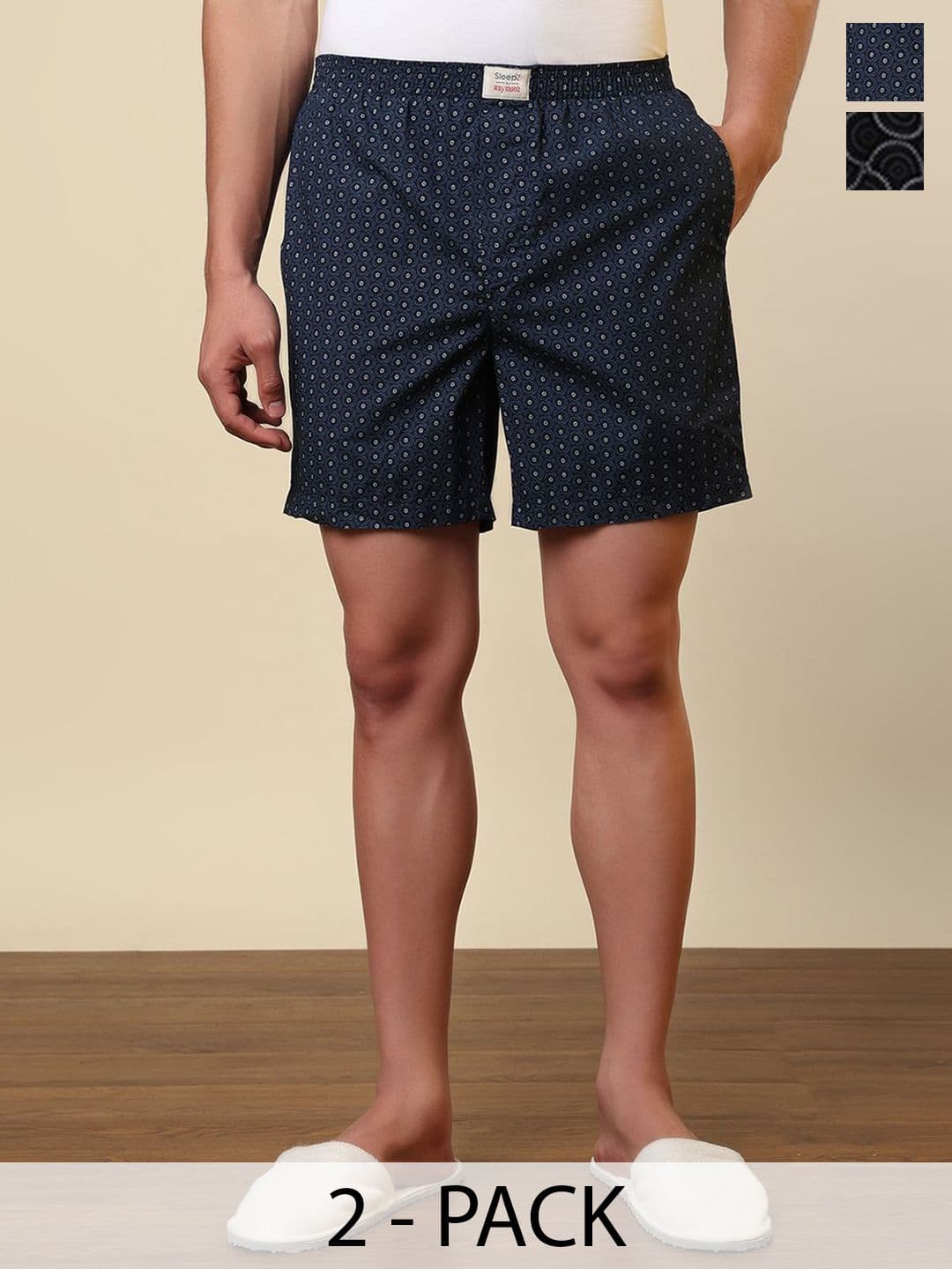 SleepZ by Raymond Pack Of 2 Printed Pure Cotton Mid-Rise Boxer AHBA00004-X1 - view 1