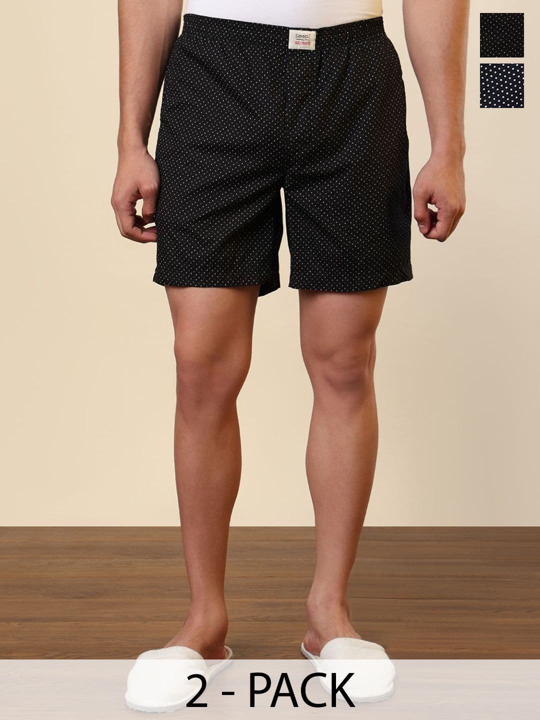 SleepZ by Raymond Pack Of 2 Printed Pure Cotton Mid-Rise Boxers AHBA00006-X1 - view 1