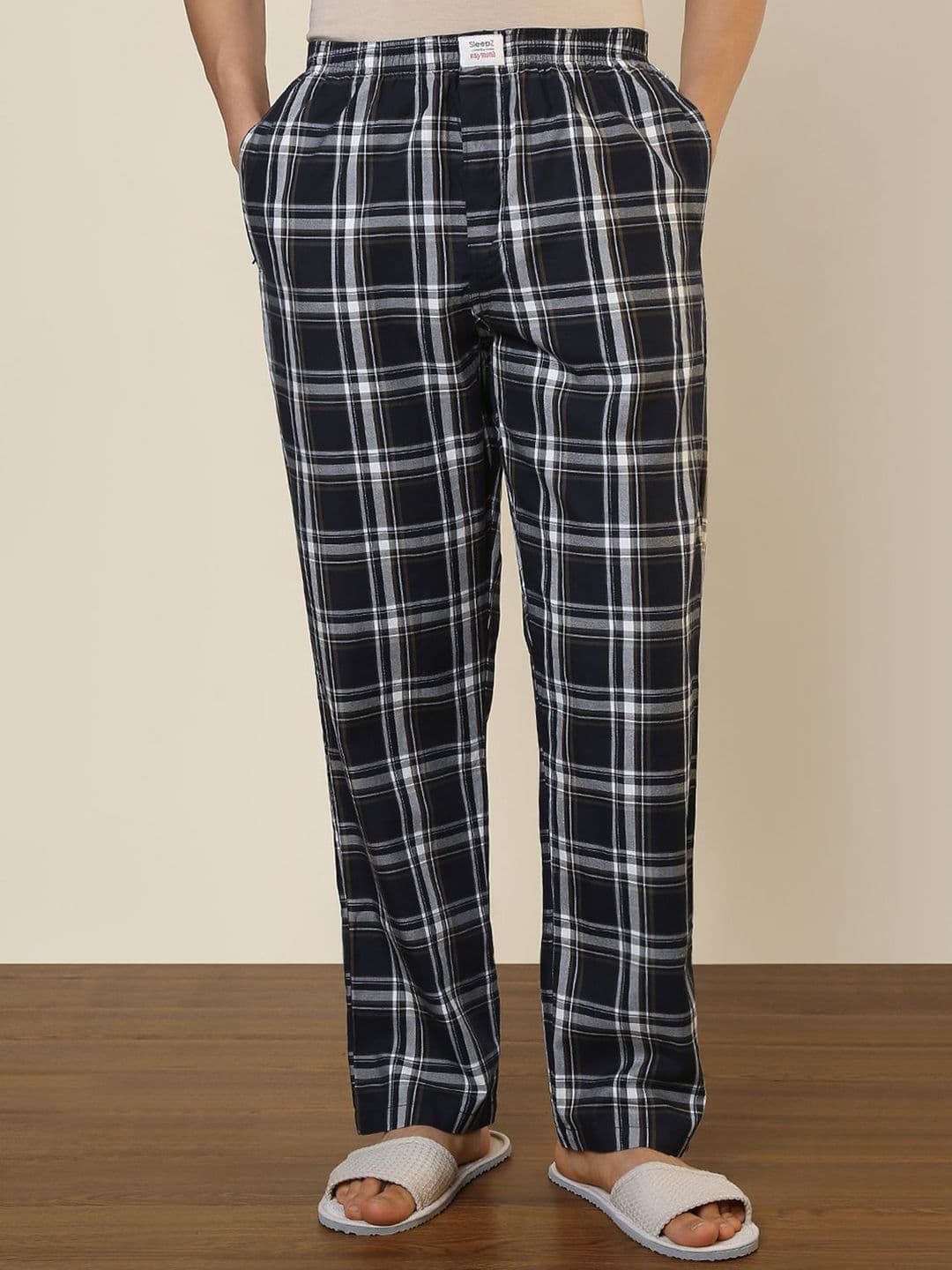 SleepZ by Raymond Checked Pure Cotton Straight-Leg Lounge Pant - view 1