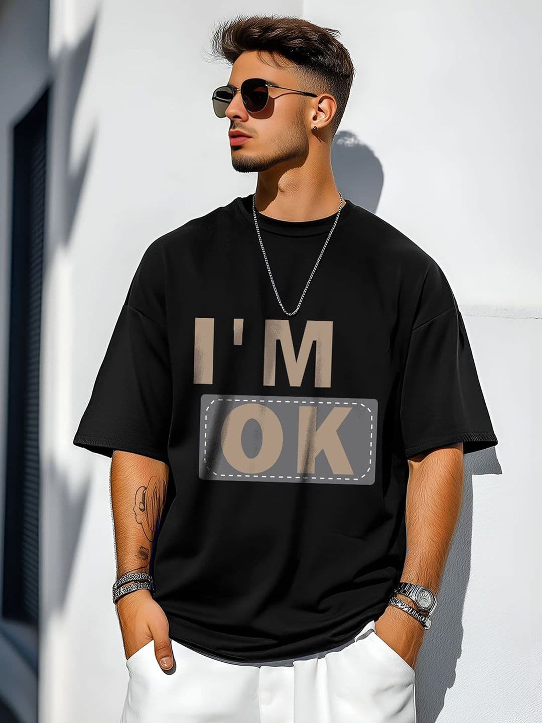 THE BEETEL HOUSE Men Typography Printed Round Neck Oversized T-shirt - view 1