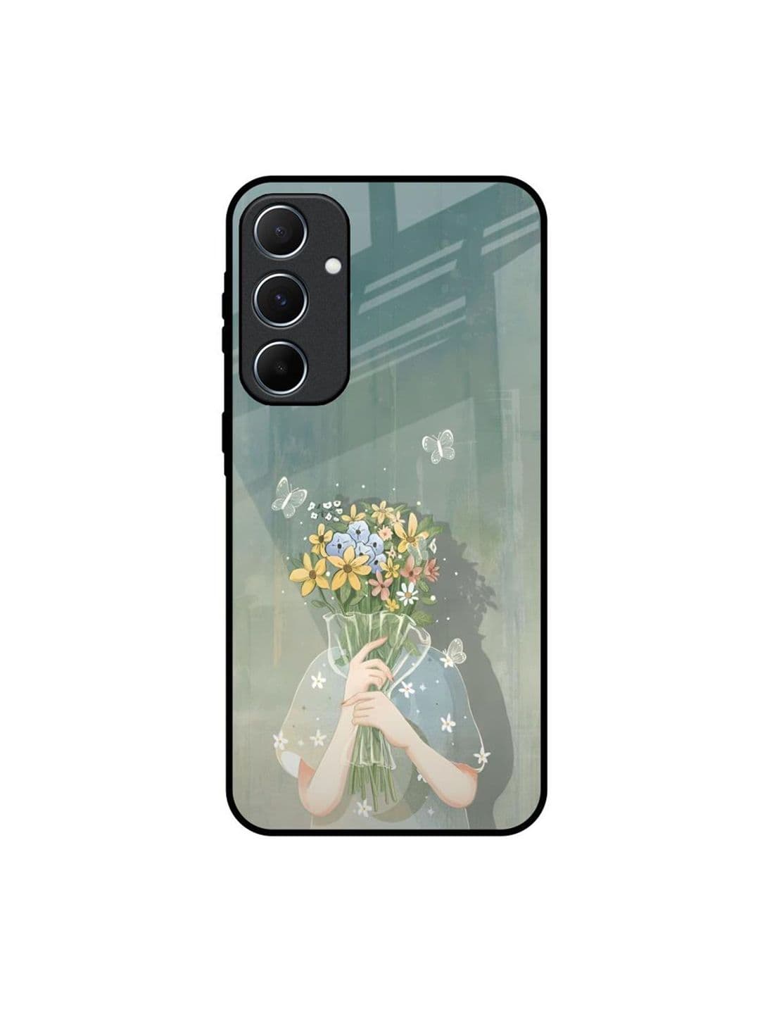 QRIOH FloraFacade Printed Samsung Galaxy A55 5G Glass Back Case Mobile Accessories - view 1