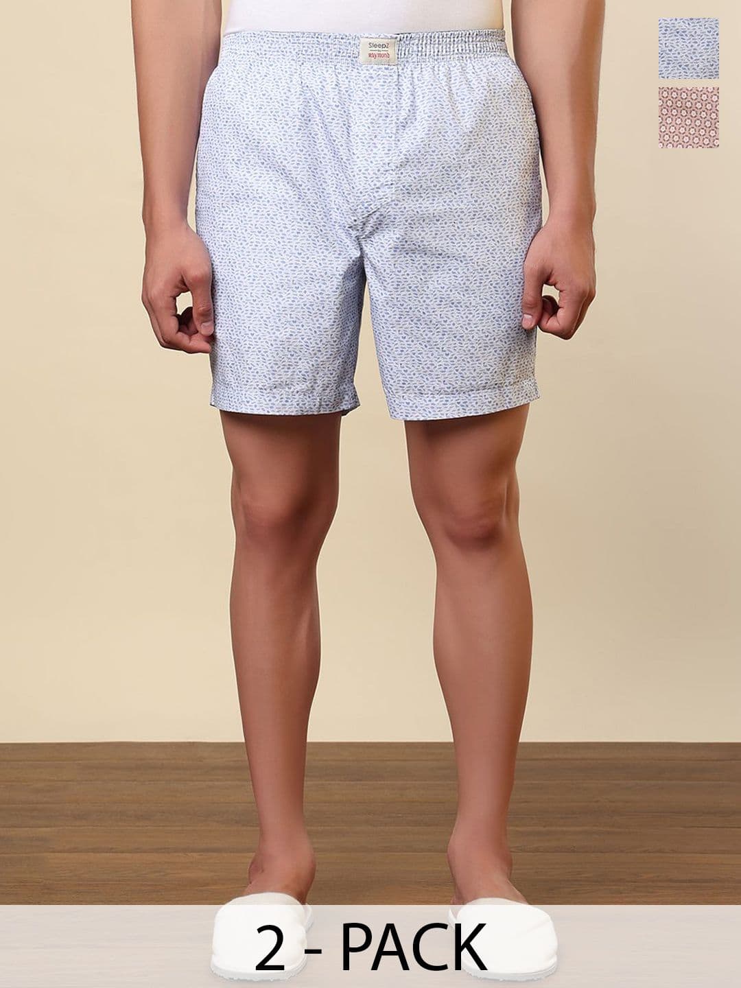 SleepZ by Raymond Pack Of 2 Printed Pure Cotton Mid-Rise Boxer AHBA00002-X1 - view 1