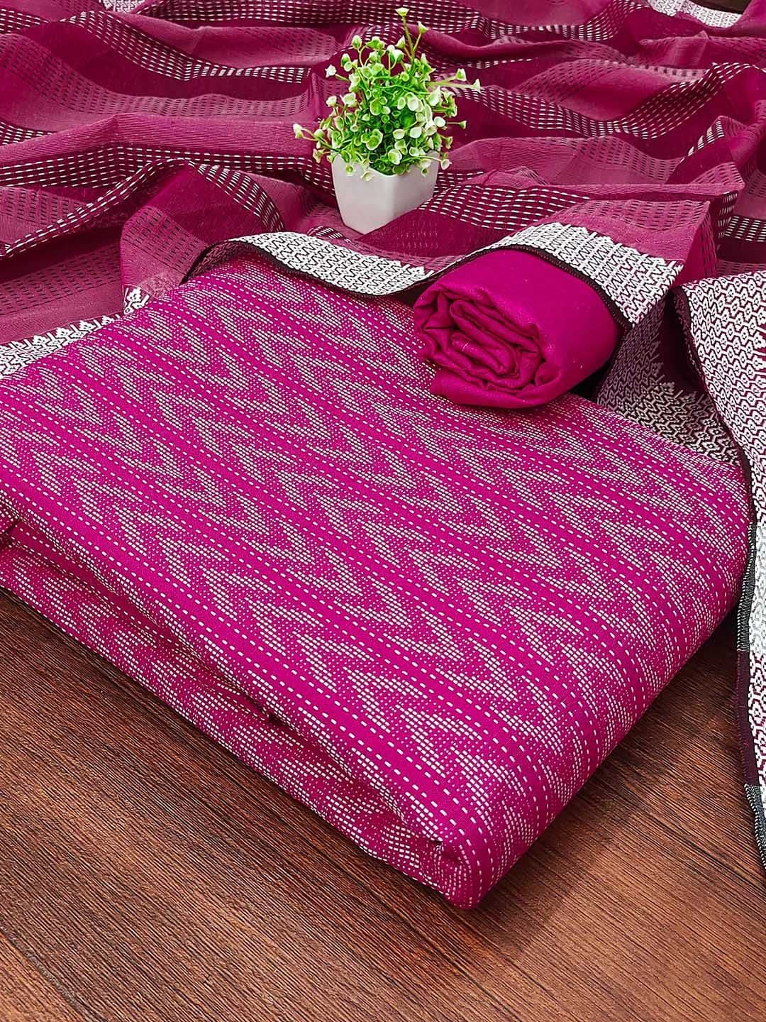 HERE&NOW Geometric Woven Design Unstitched Dress Material - view 1