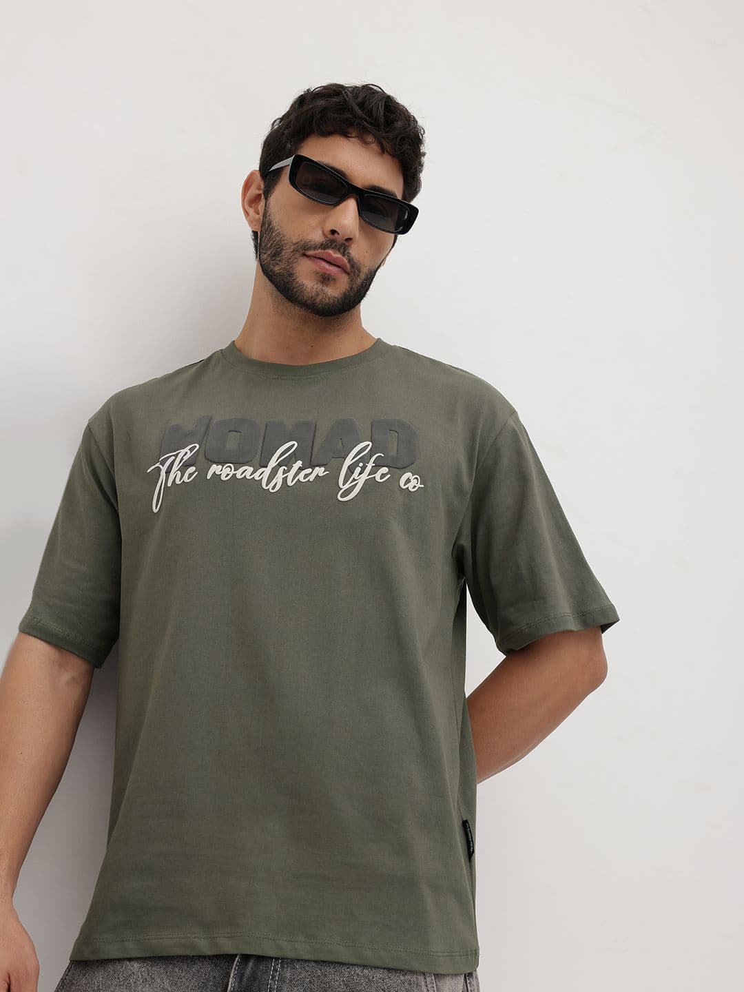 The Roadster Life Co. Printed Pure Cotton Relaxed Fit T-shirt - view 1