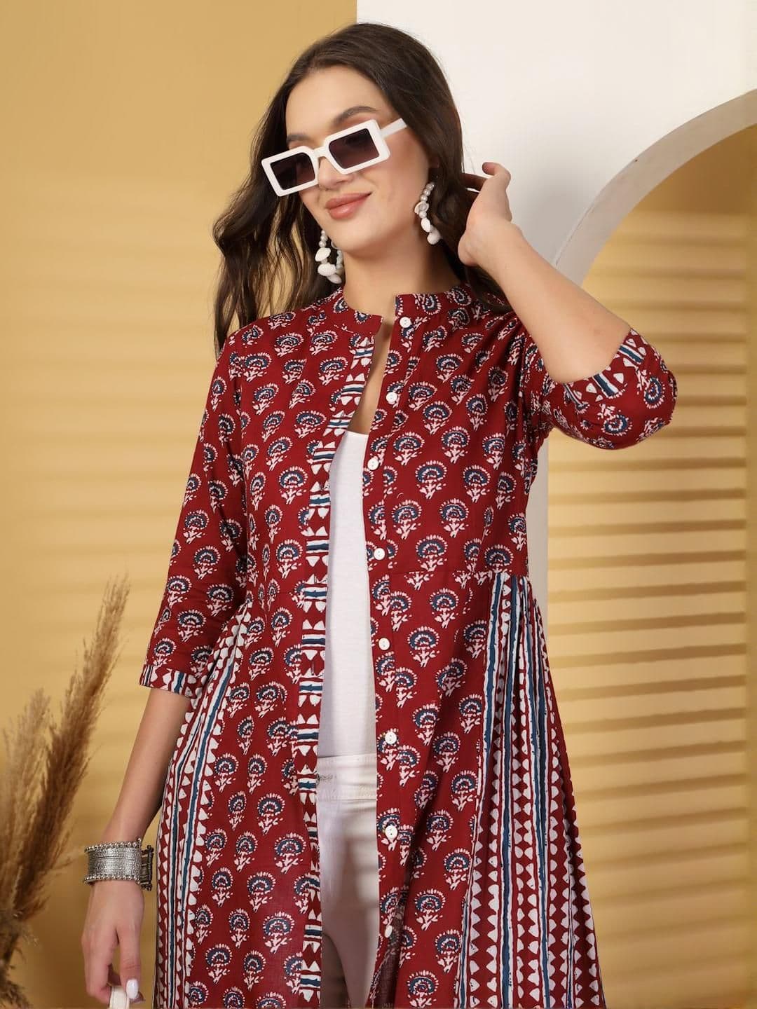 SUBAGI FASHION Women Floral Printed Thread Work Floral Kurta - view 1