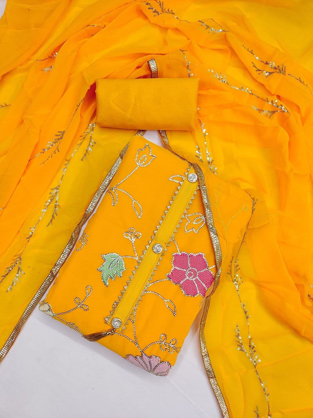 Rangtulika Ethnics Embroidered Sequinned Unstitched Dress Material - view 1
