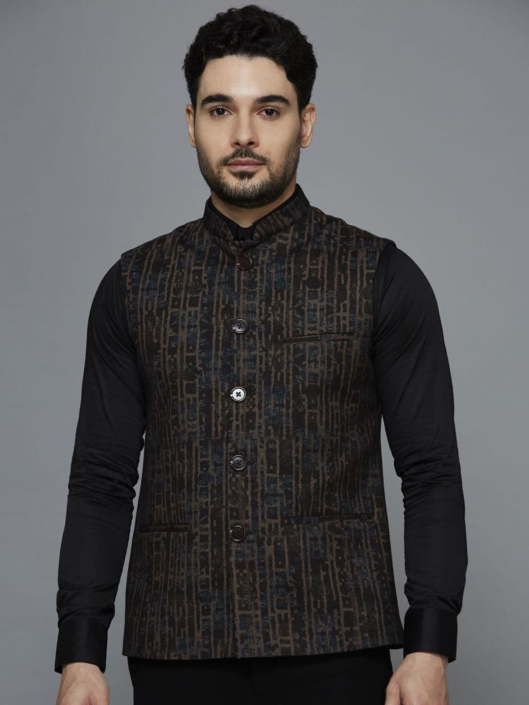 ESSAS club Printed Nehru Jacket - view 1