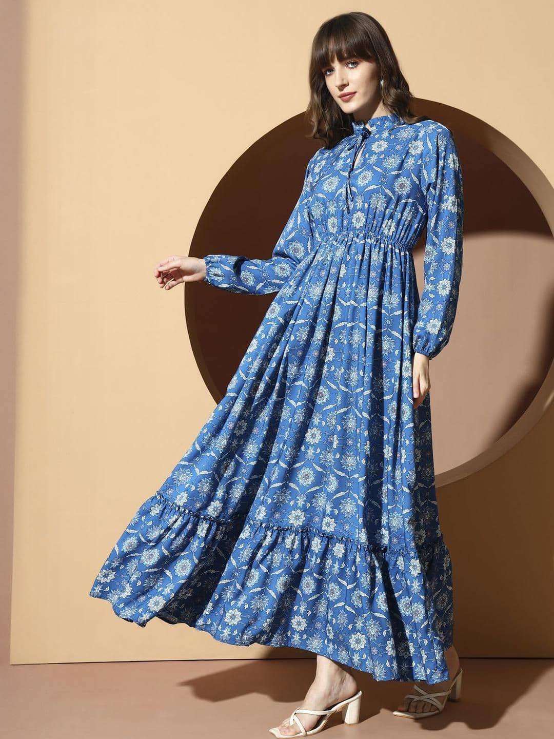 OTABU Floral Print Applique A-Line Maxi Dress - view 1