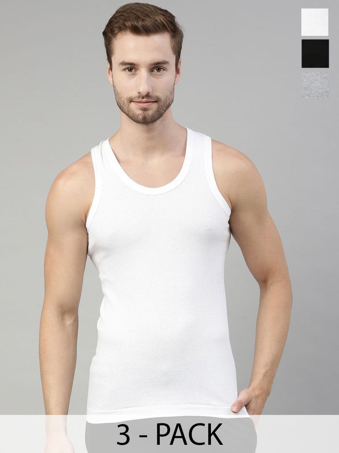 Dixcy Scott Originals 3-Pcs Assorted Pure Cotton Basic Vest Victory Durby_3 - view 1
