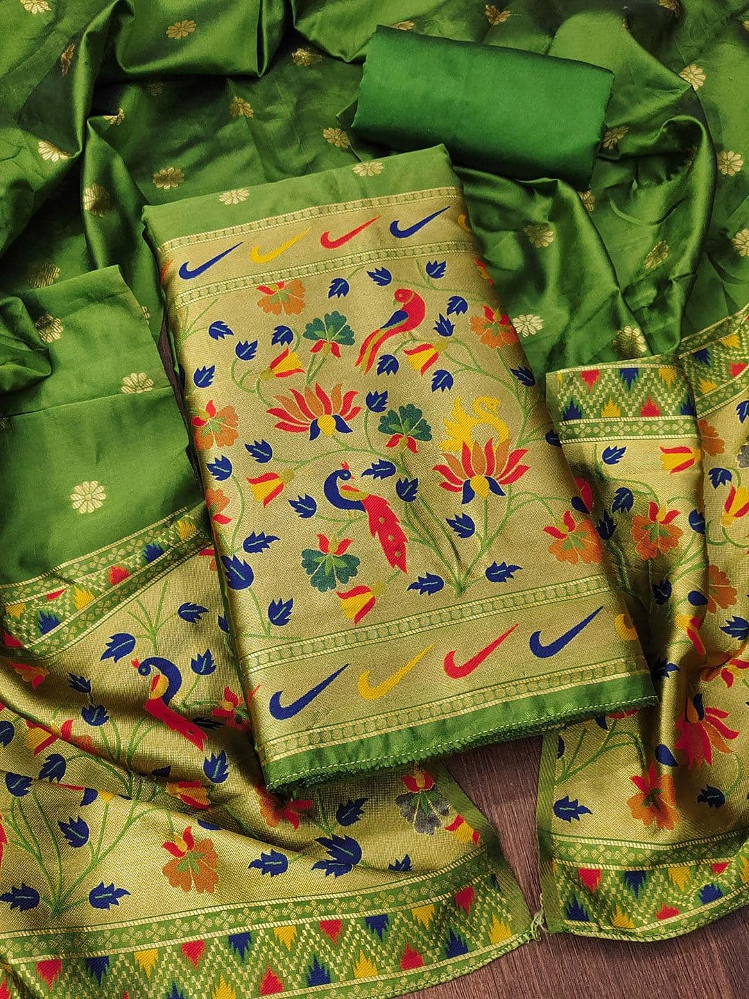 Rangtulika Ethnics Floral Embroidered Sequinned Unstitched Dress Material - view 1