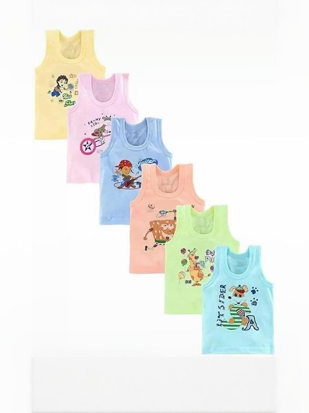 DESNUDA Boys Pack of 6 Cotton Vest - view 1