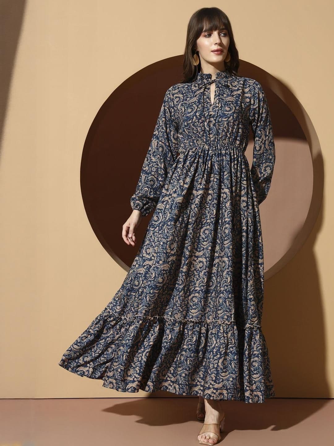 OTABU Floral Print Applique A-Line Maxi Dress - view 1