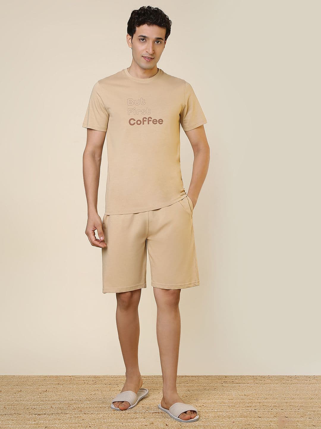 SleepZ by Raymond Printed Pure Cotton Round Neck T-Shirt & Shorts Night Suit - view 1