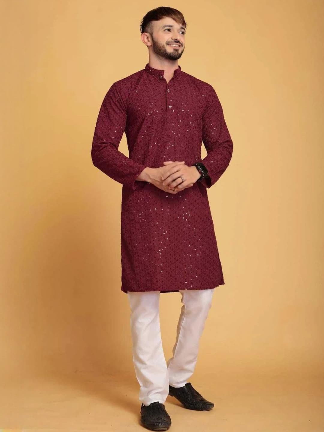 VISHESTA Men Maroon Kurtas - view 1