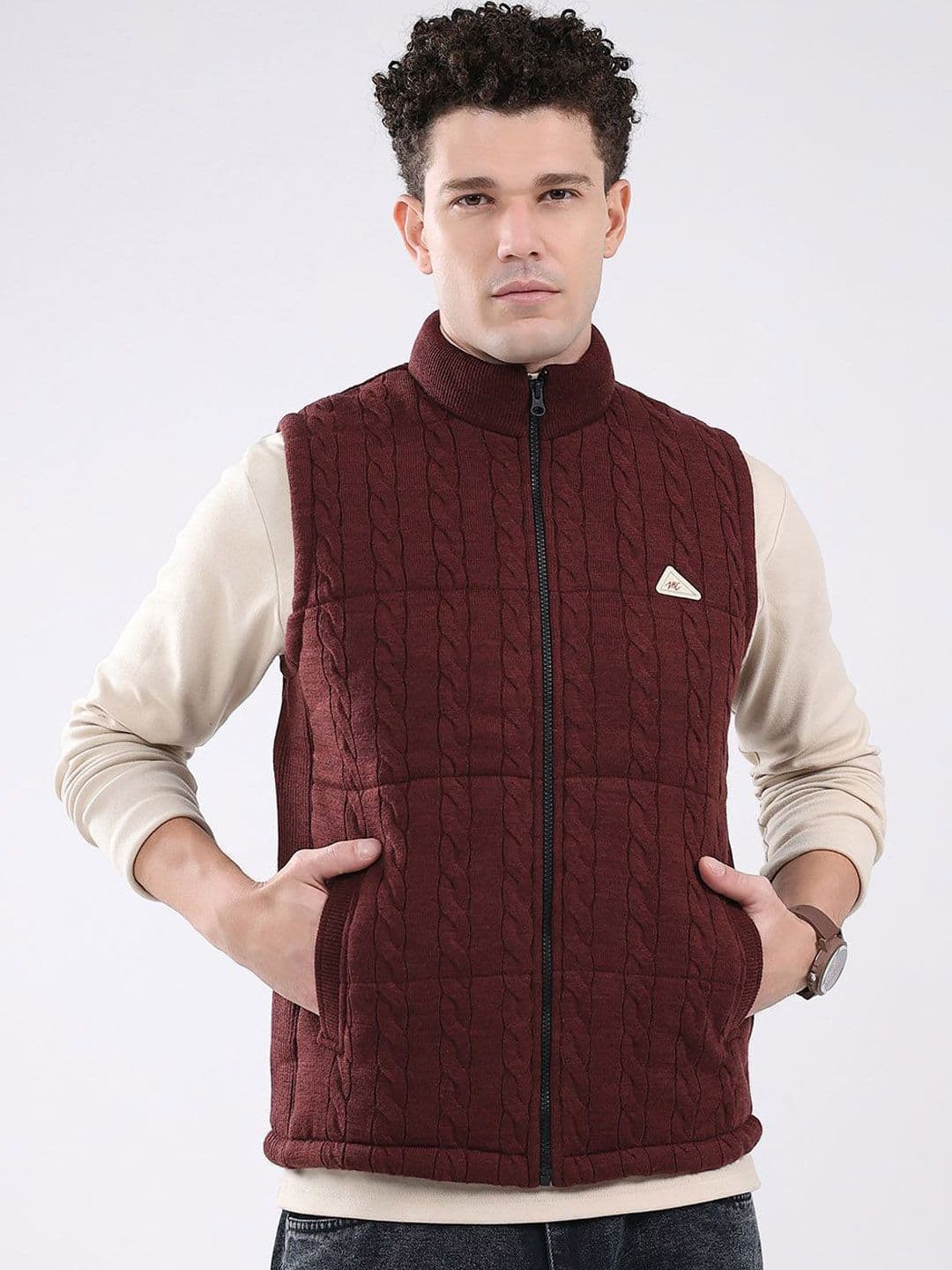 Monte Carlo Men Mock Collar Self Design Lightweight Casual Quilted Jacket - view 1