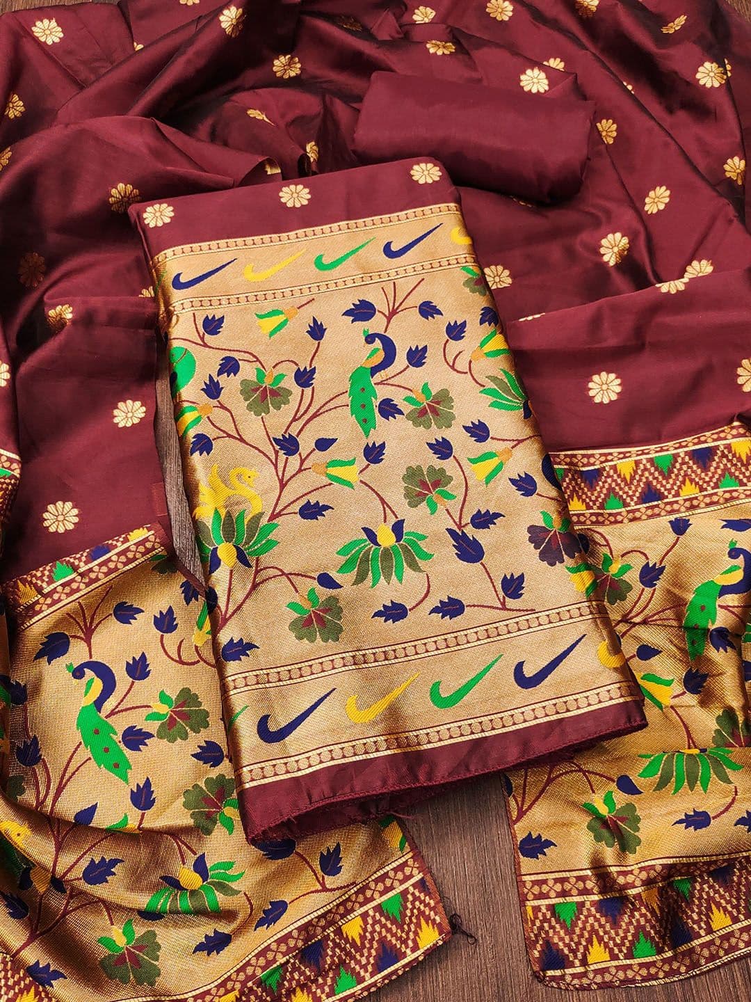 Rangtulika Ethnics Embroidered Zari Unstitched Dress Material - view 1