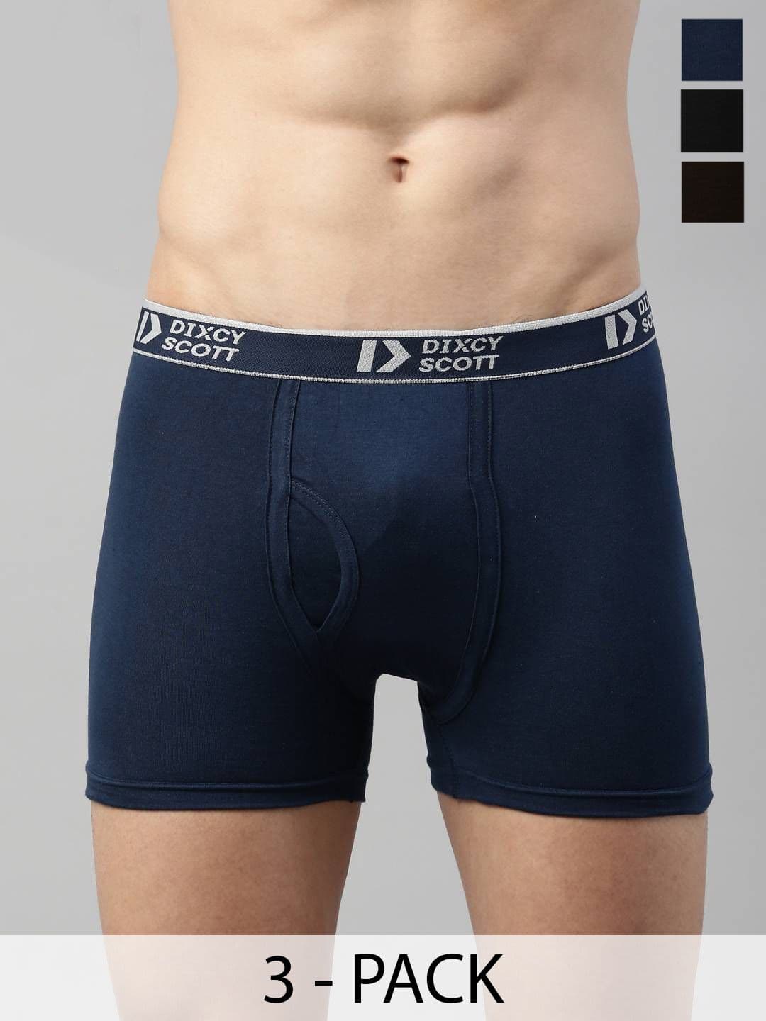 Dixcy Scott Originals Cross Men 3 Pcs Combed Cotton Sweat Absorbent C Open Design Trunks - view 1