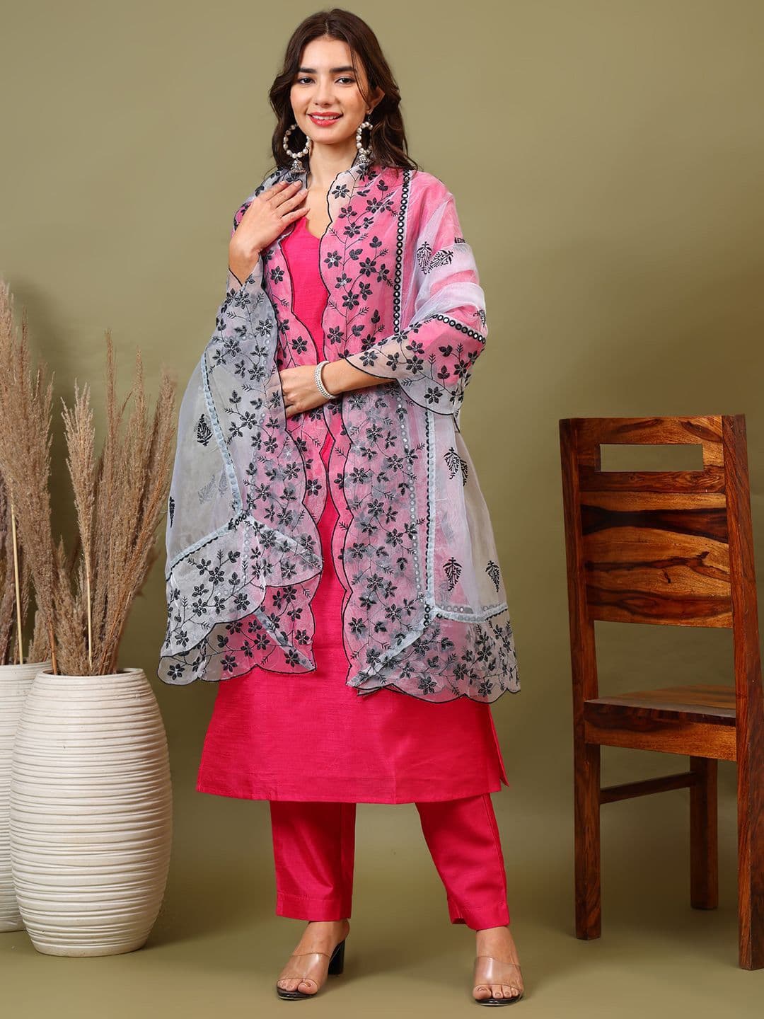 Sangria Mirror Embroidered Dupatta - view 1