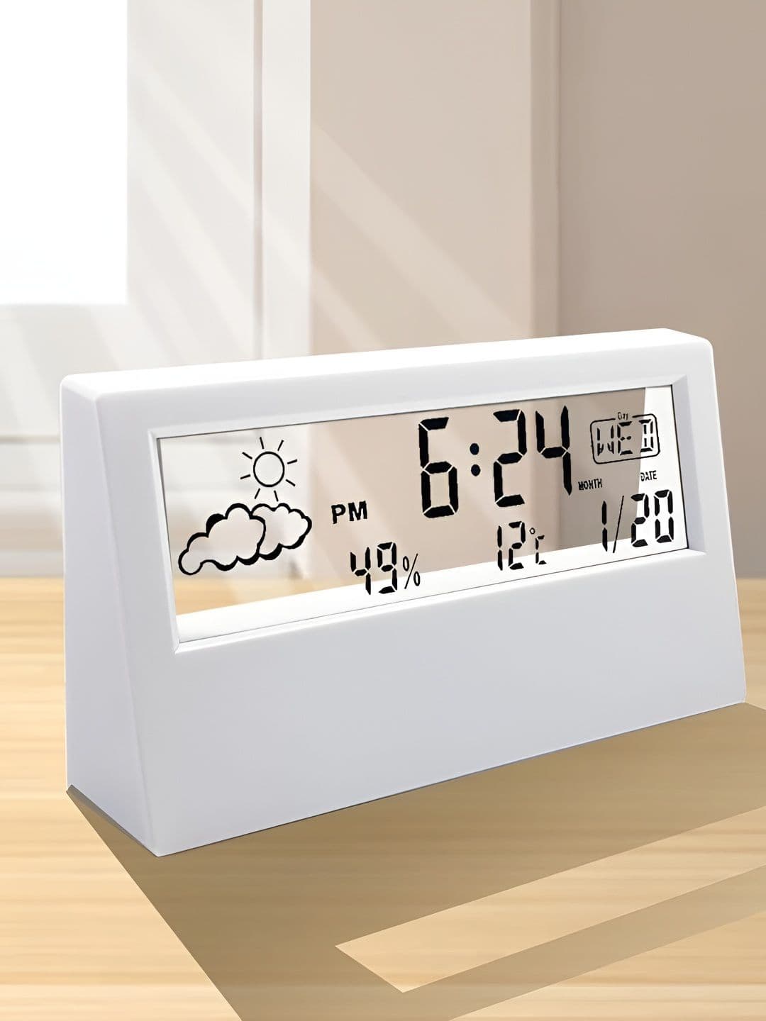 Kadio White Rectangle Shaped Digital Art Deco Table Clock - view 1