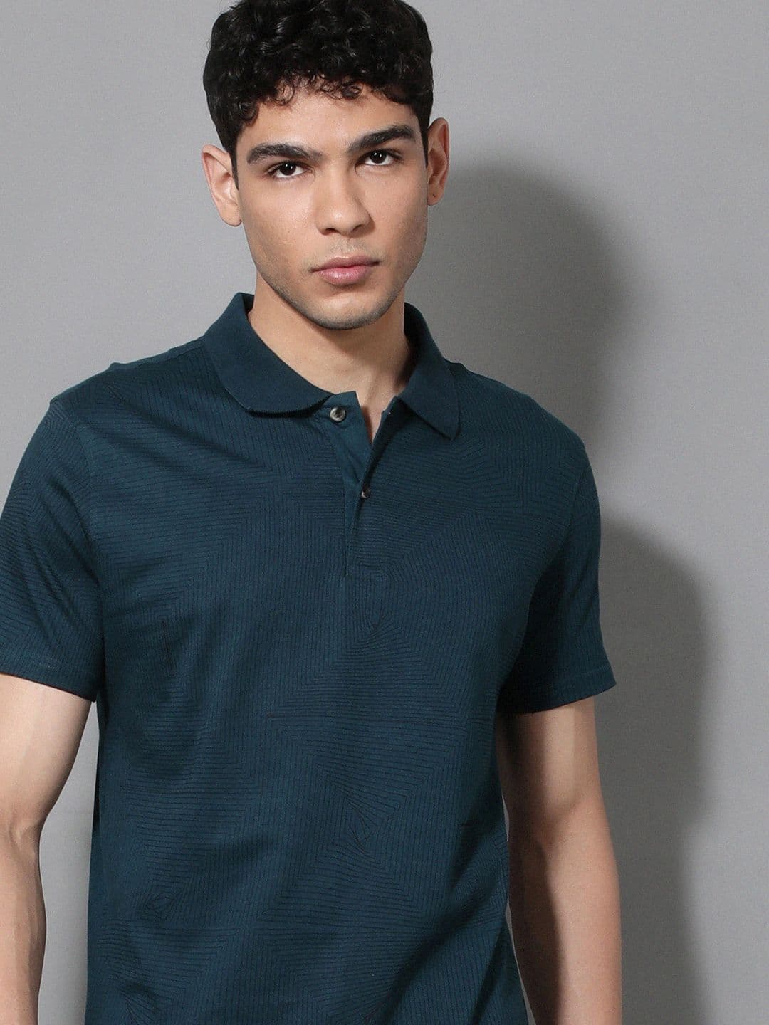 The Roadster Lifestyle Co Geometric Printed Polo Collar Pure Cotton T-Shirt - view 1