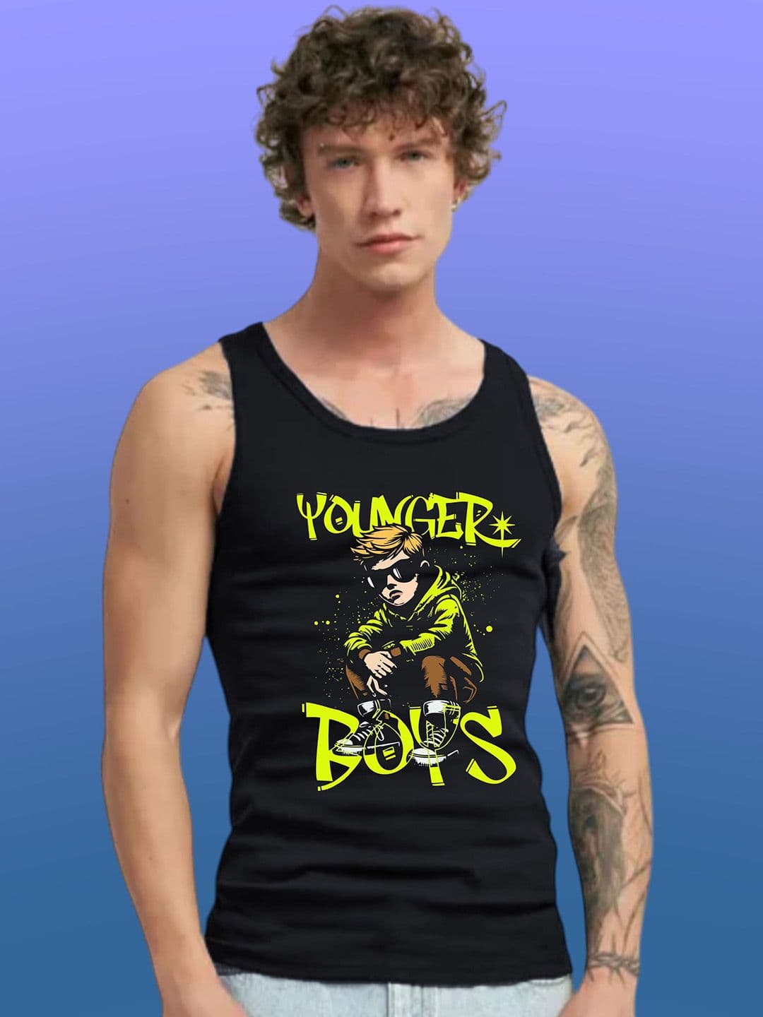 Uniplanet store Printed Scoop Neck Gym Vest UVM-YDG-BLK-S - view 1