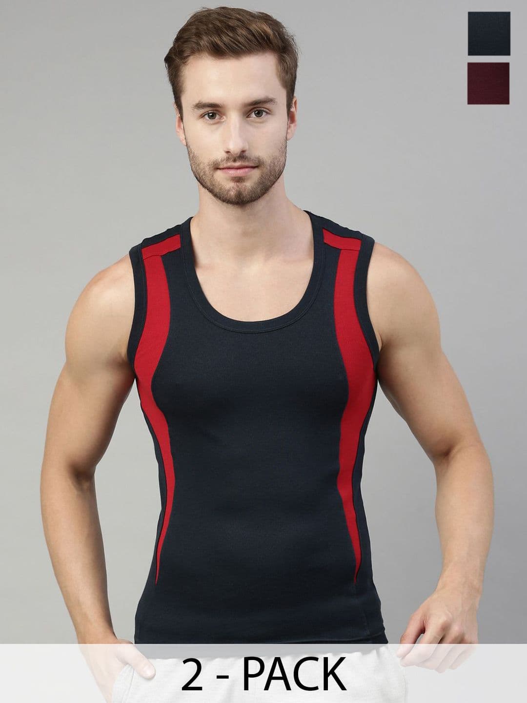 Dixcy Scott Originals Men Pack of 2 Combed Cotton Slim Fit Gym Vest - view 1