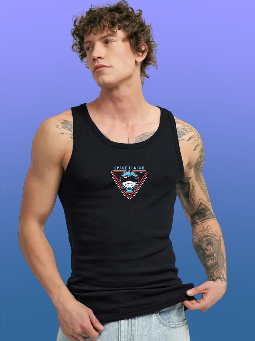 Uniplanet store Printed Scoop Neck Gym Vest UVM-SPACE-LEGEND-BLK-S - view 1