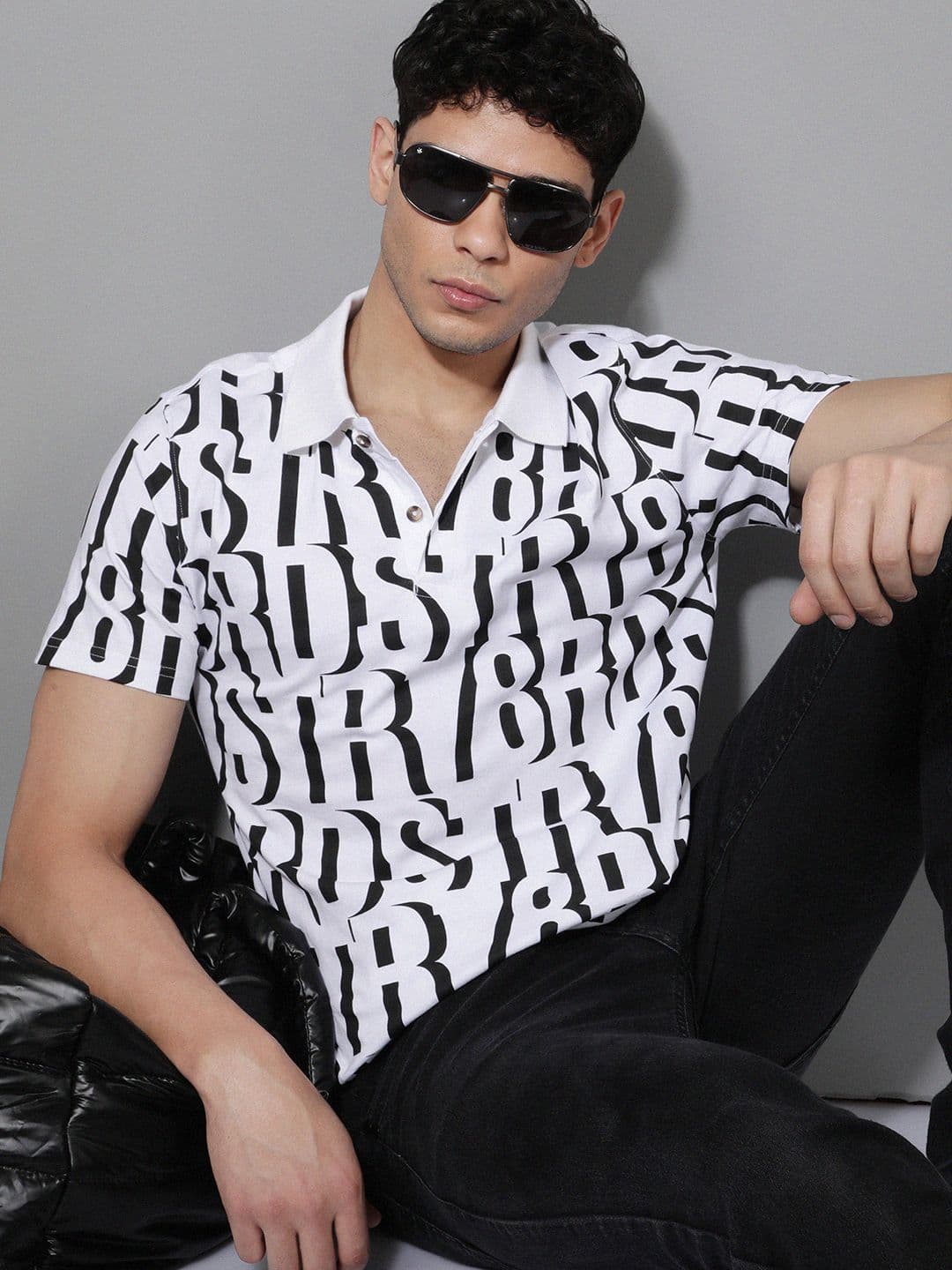 The Roadster Lifestyle Co Typography Printed Polo Collar Pure Cotton T-Shirt - view 1
