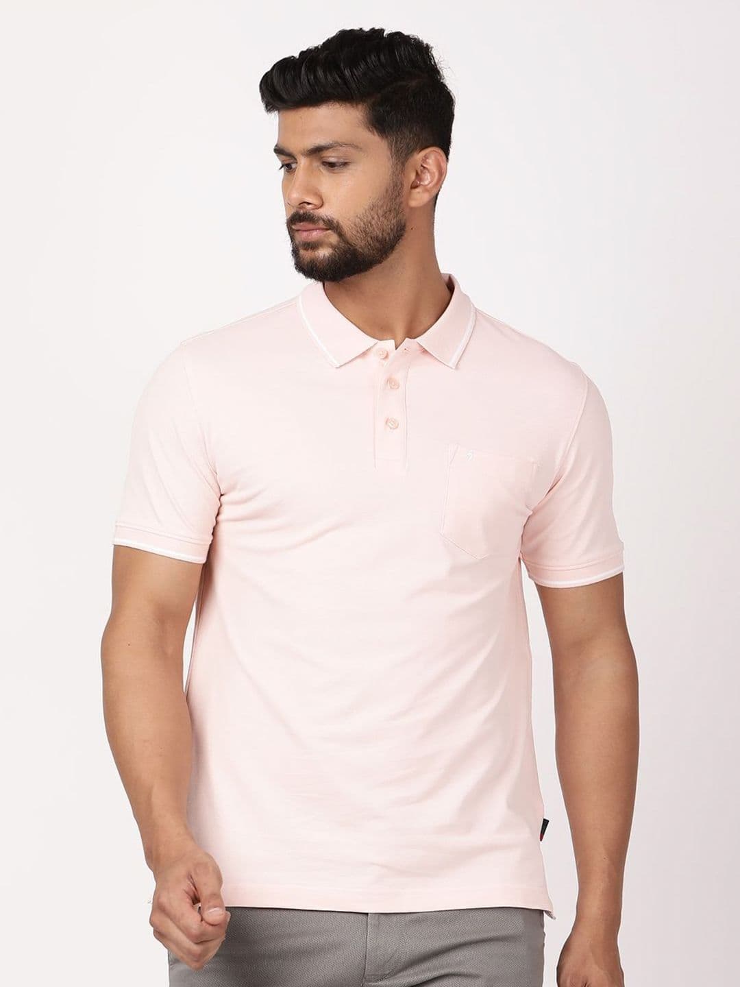 Indian Terrain Men Solid Polo Collar Cotton T-shirt - view 1