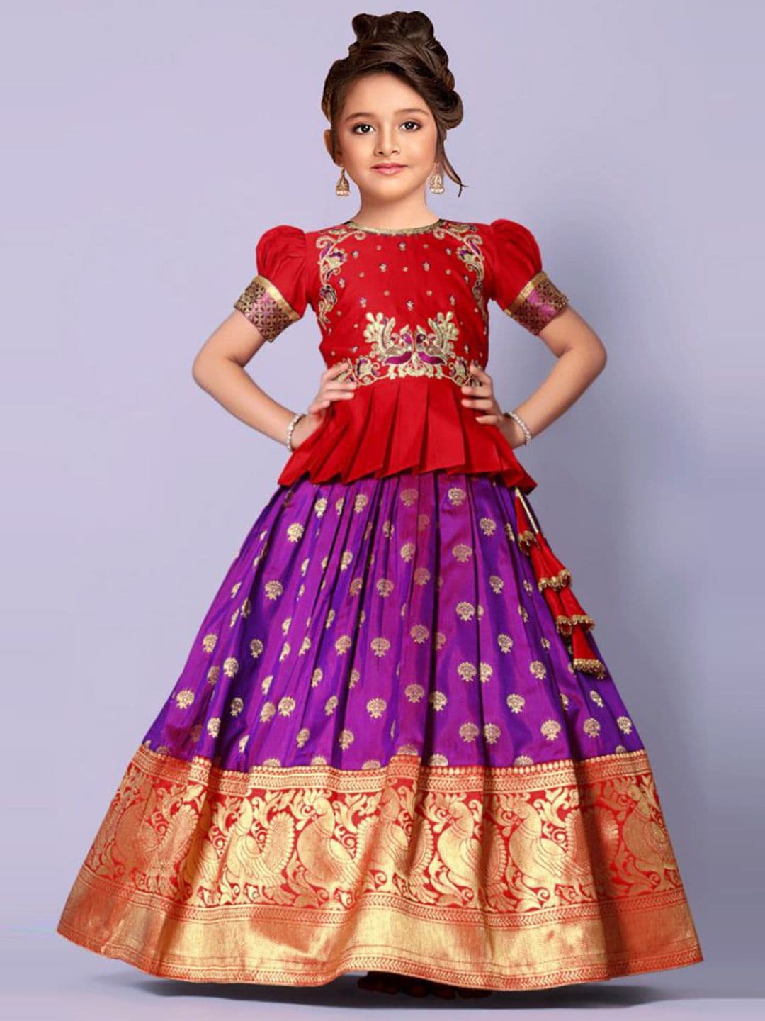 Wommaniya Impex Girls Floral Embroidered Ready to Wear Lehenga & Choli - view 1