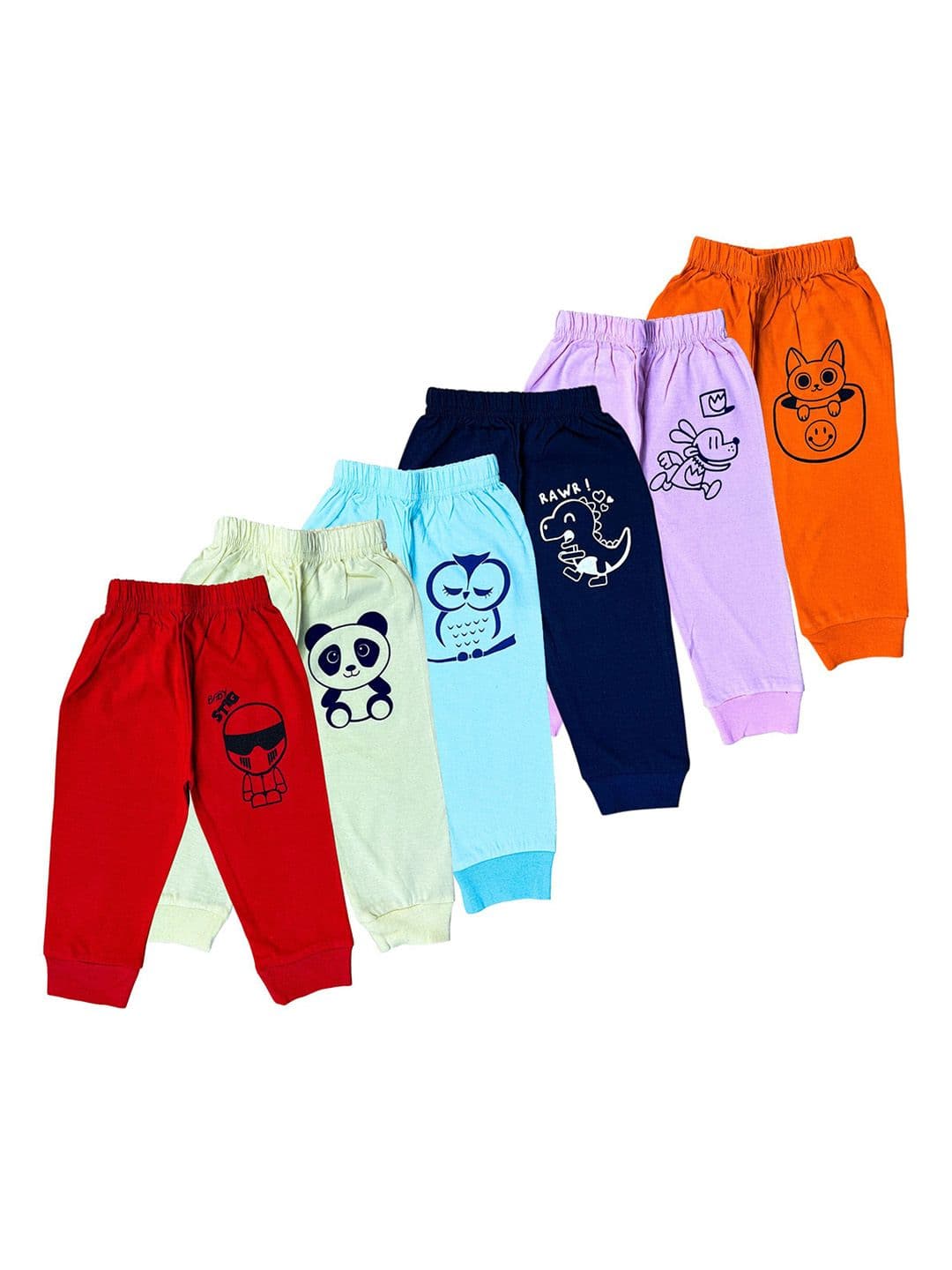 Surfbae Kids Pack Of 6 Printed Cotton Relaxed Fit Mid-Rise Joggers - view 1