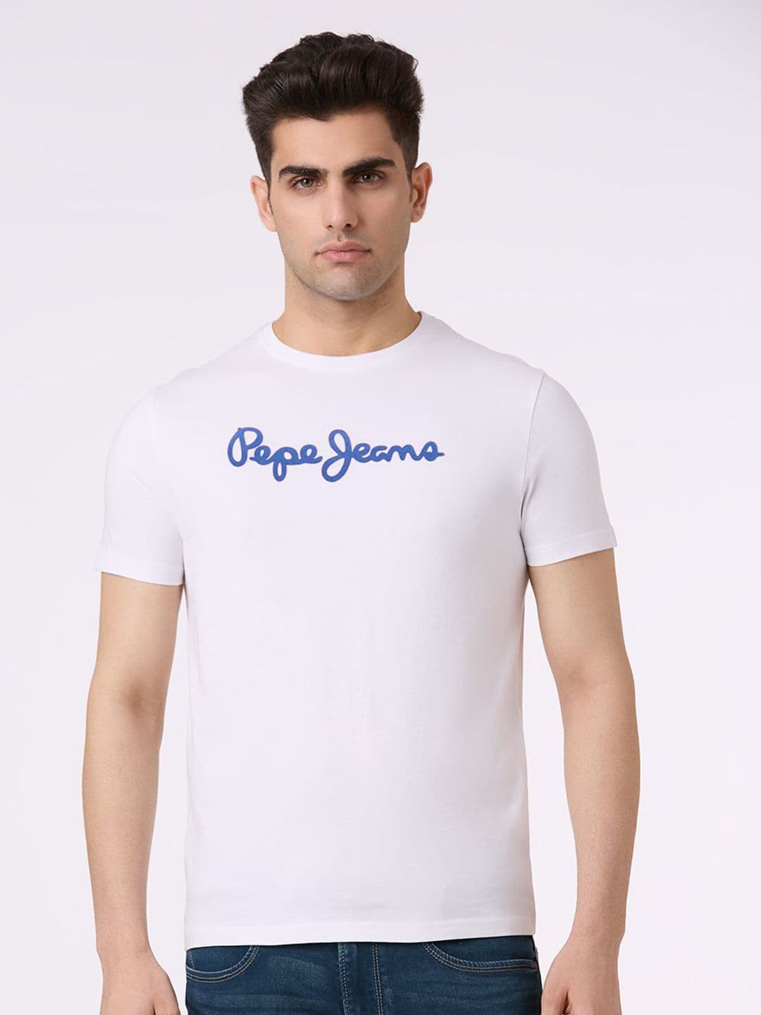 Pepe Jeans Brand Logo Printed Pure Cotton Slim Fit T-shirt - view 1