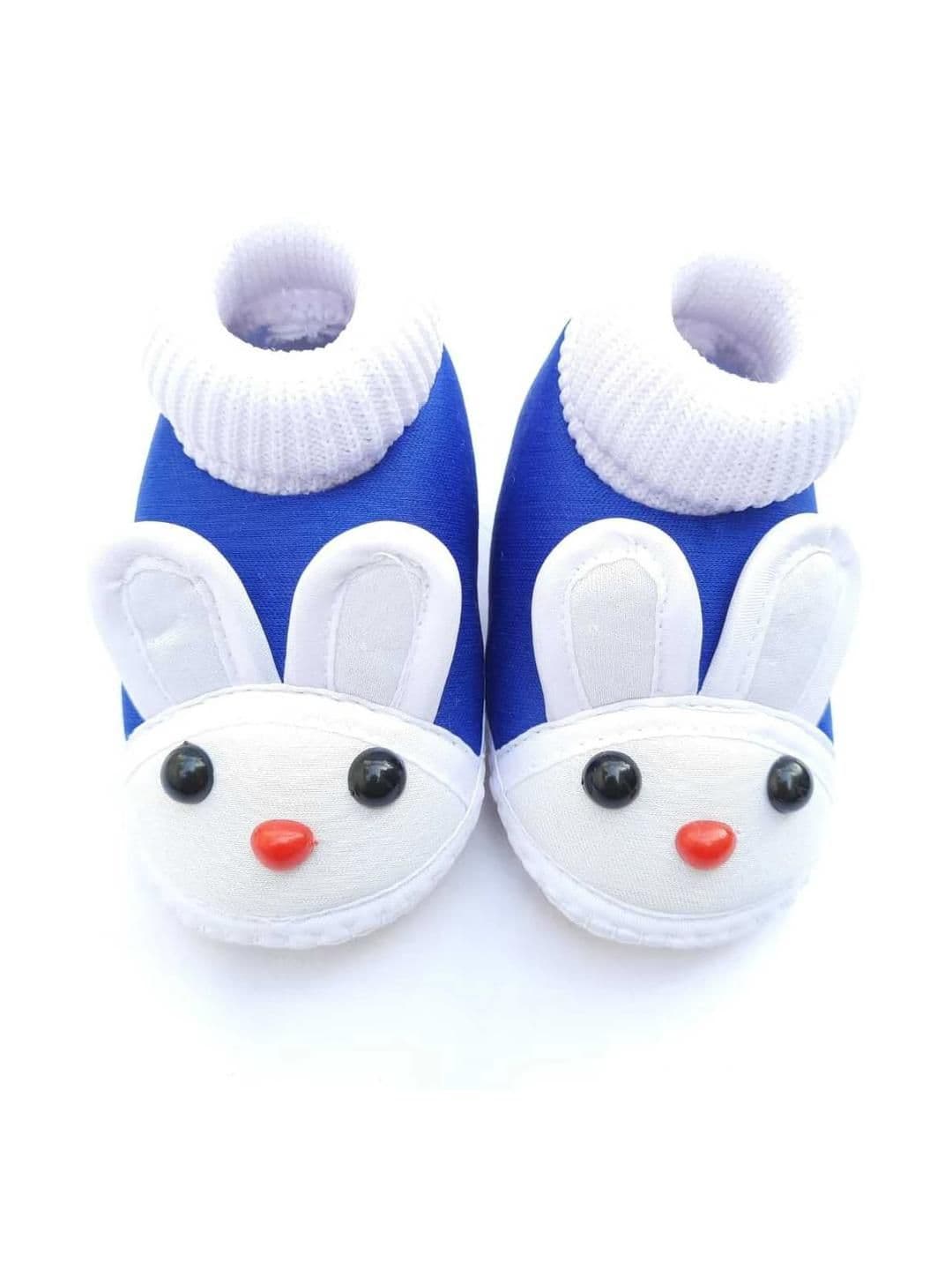 LMN CHILD CARE Unisex Kids Blue & White Cotton Booties - view 1
