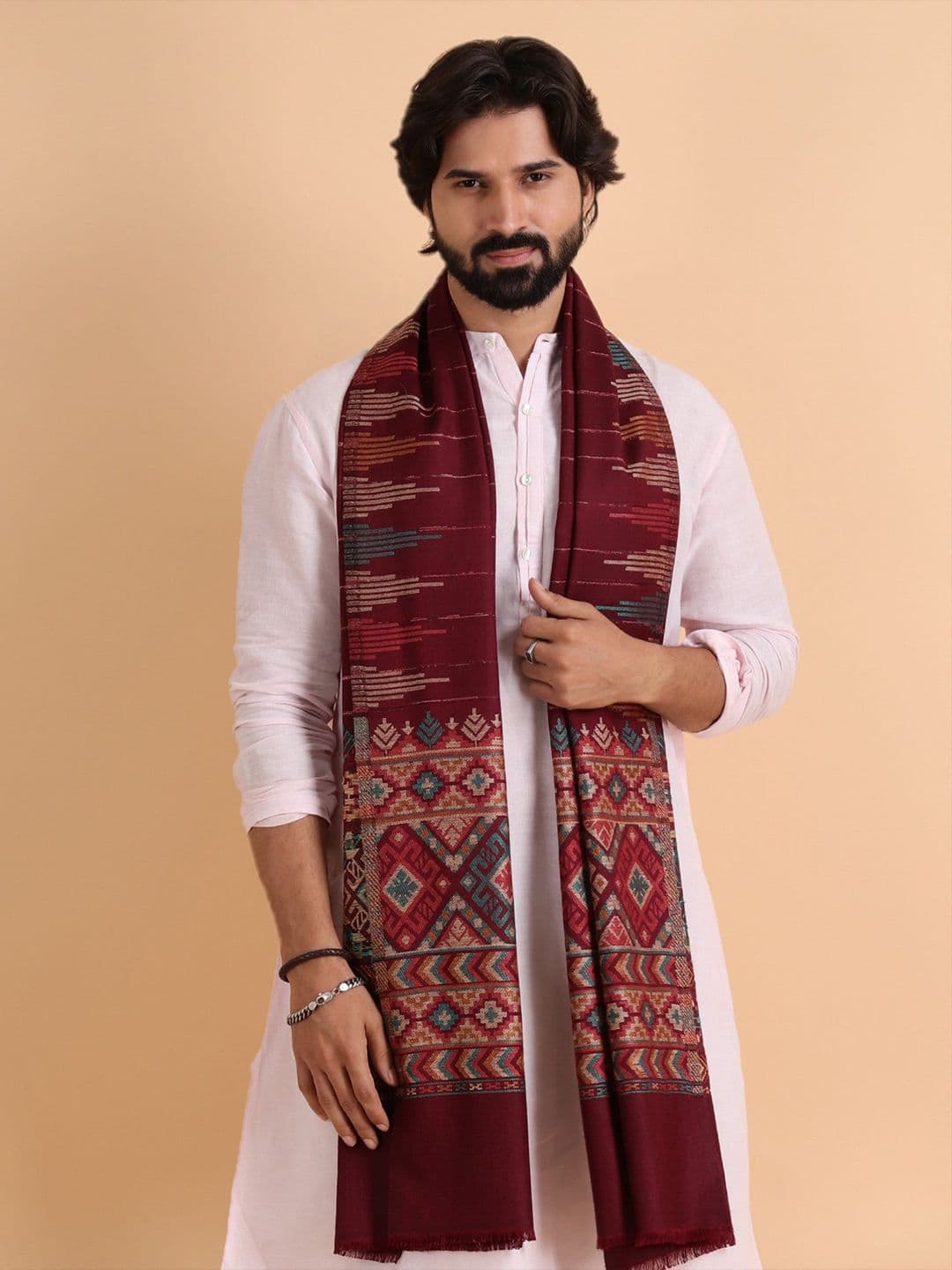 Tweedle Men Woven Design Stole - view 1