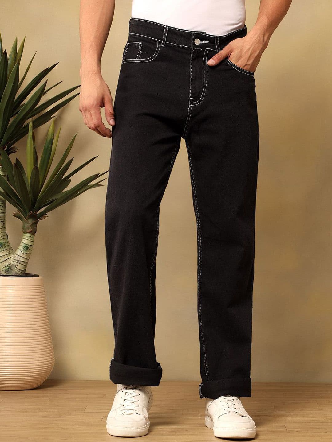 Kotty Men Solid Regular Fit Mid-Rise Stretchable Jeans - view 1