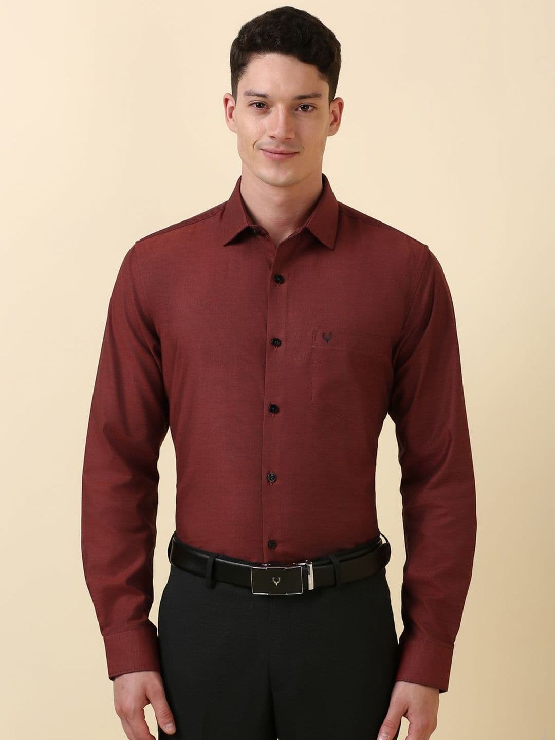 Allen Solly Slim Fit Textured Long Sleeves Pure Cotton Formal Shirt - view 1