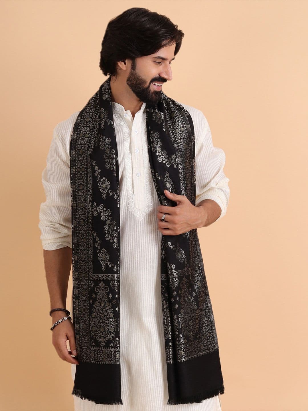 Tweedle Men Floral Woven Design Stole - view 1