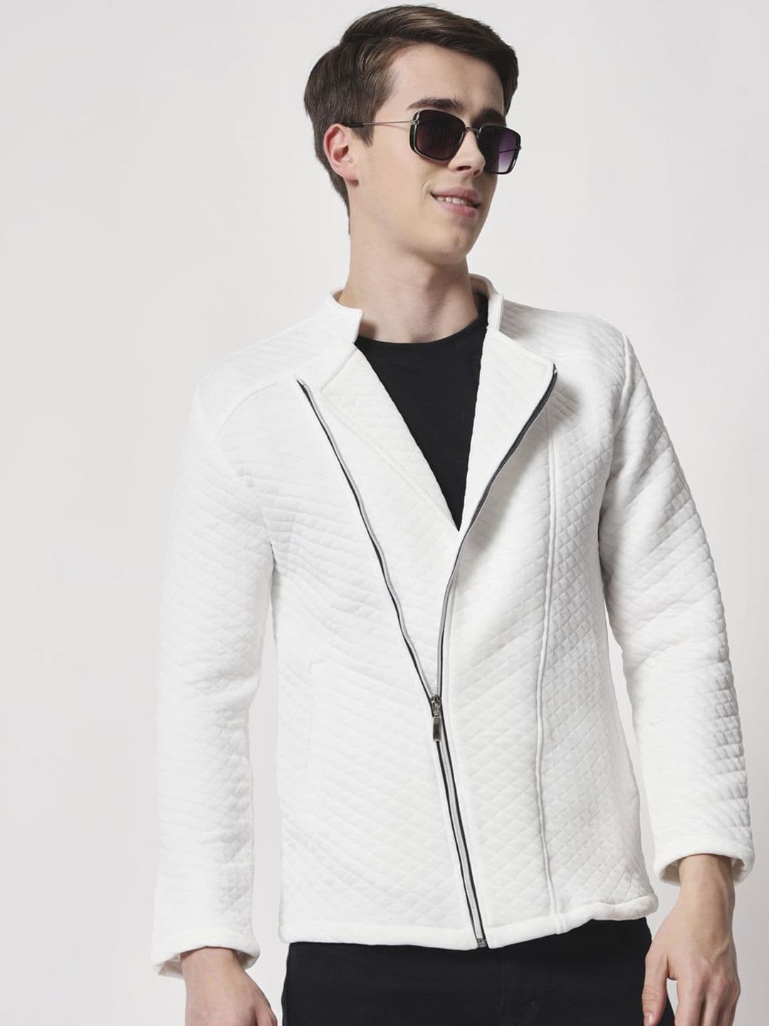 TANDUL Men Lapel Collar Self Design Biker Jacket - view 1