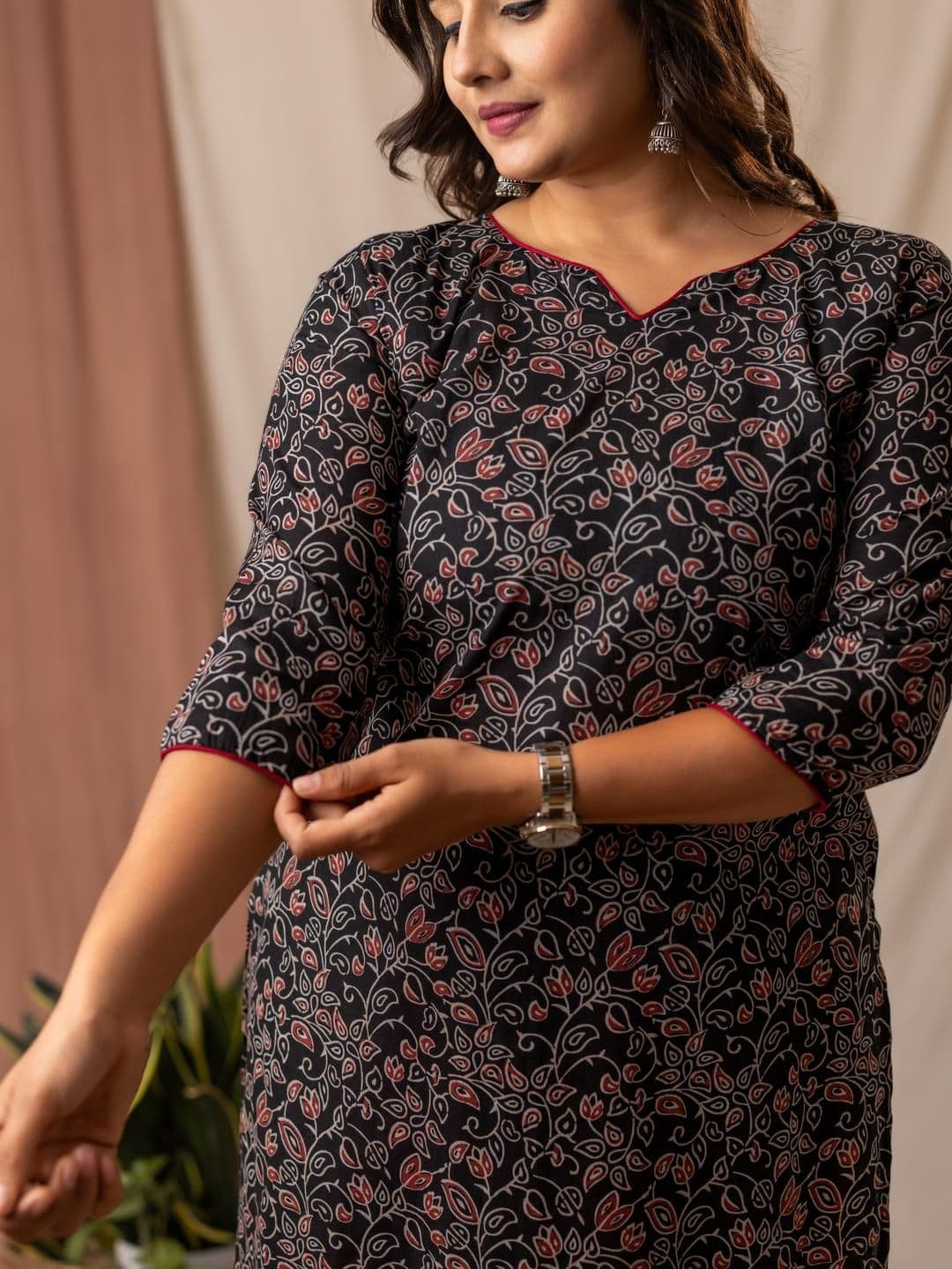 Glory Silk Floral Printed Straight Kurta - view 1