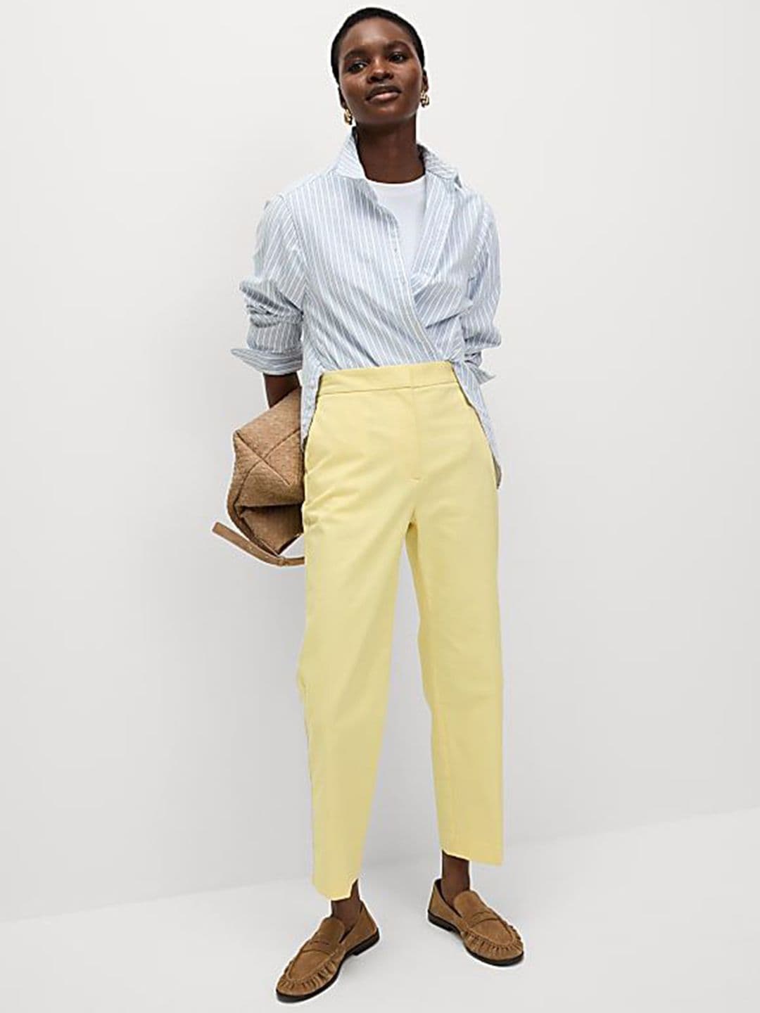 Marks & Spencer Cotton Rich Straight Leg Ankle Grazer Trousers - view 1