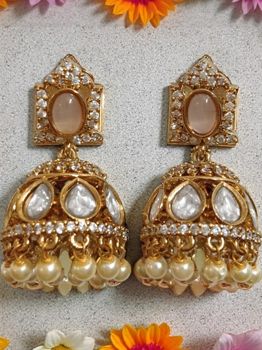 BlingNation American Diamond Brass Earrings - view 1