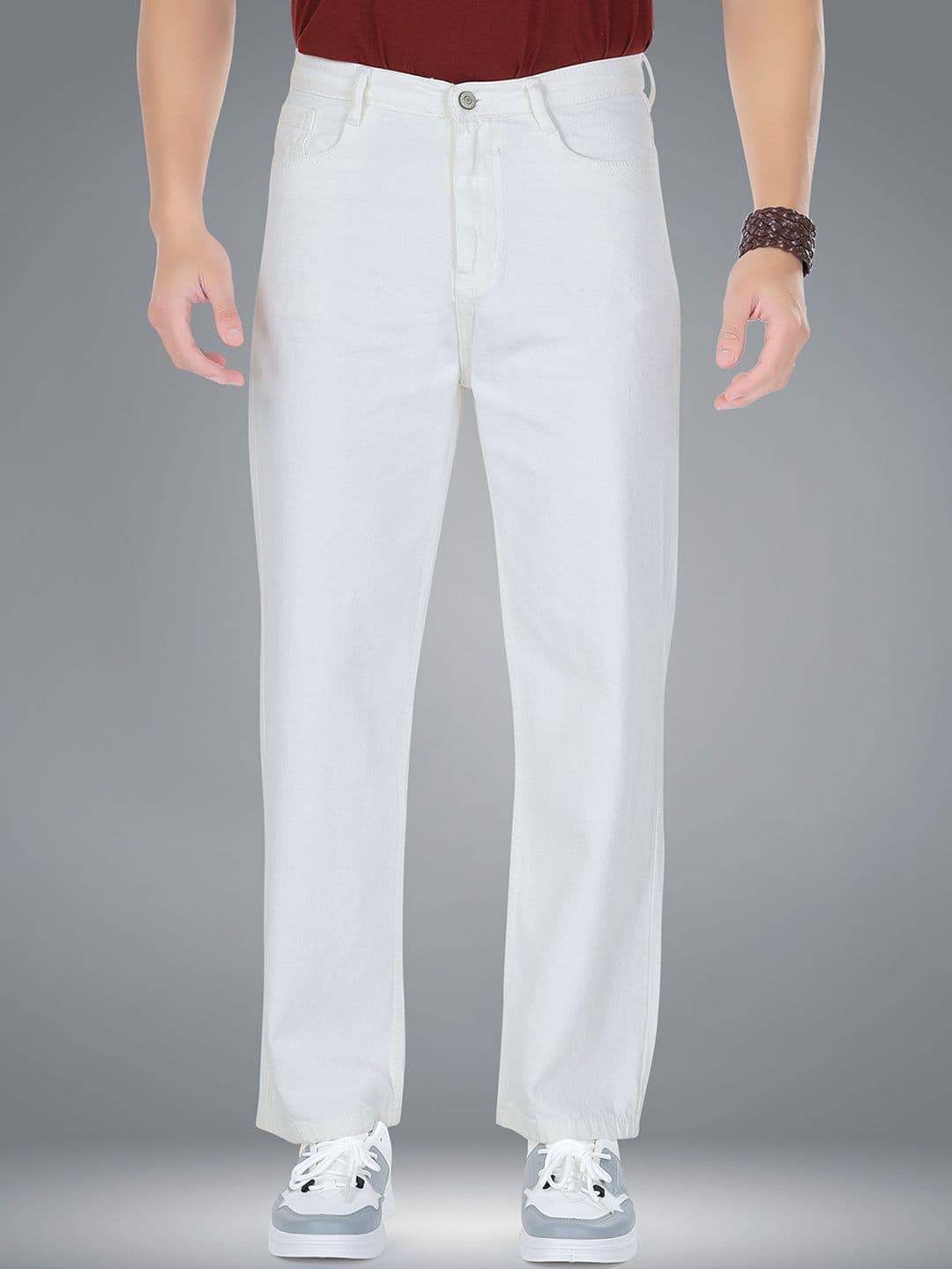 me Queen Men Wide Leg Mid-Rise Pure Cotton Jeans - view 1
