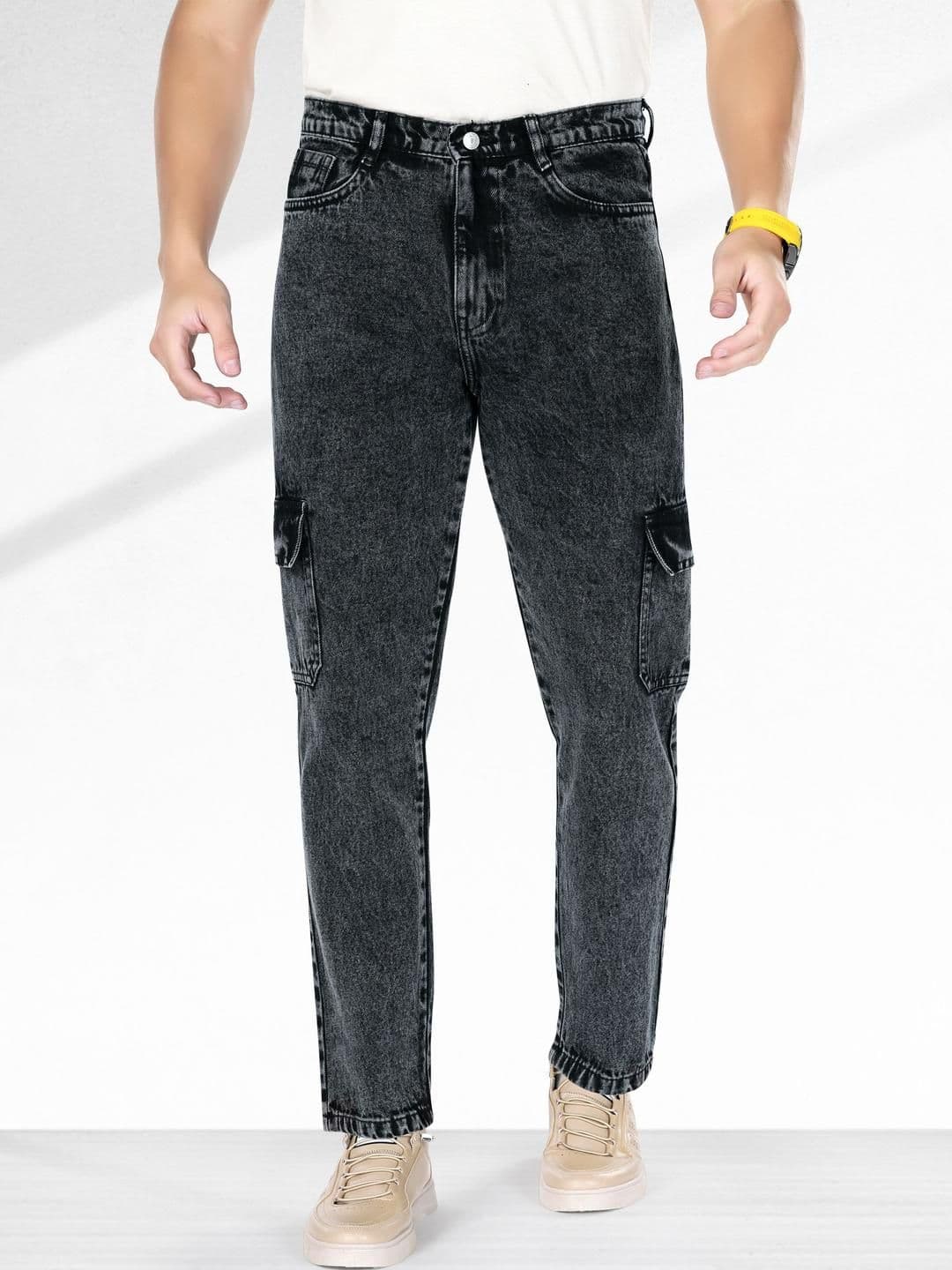 me Queen Men Cotton Straight Fit Mid-Rise Heavy Fade Jeans - view 1