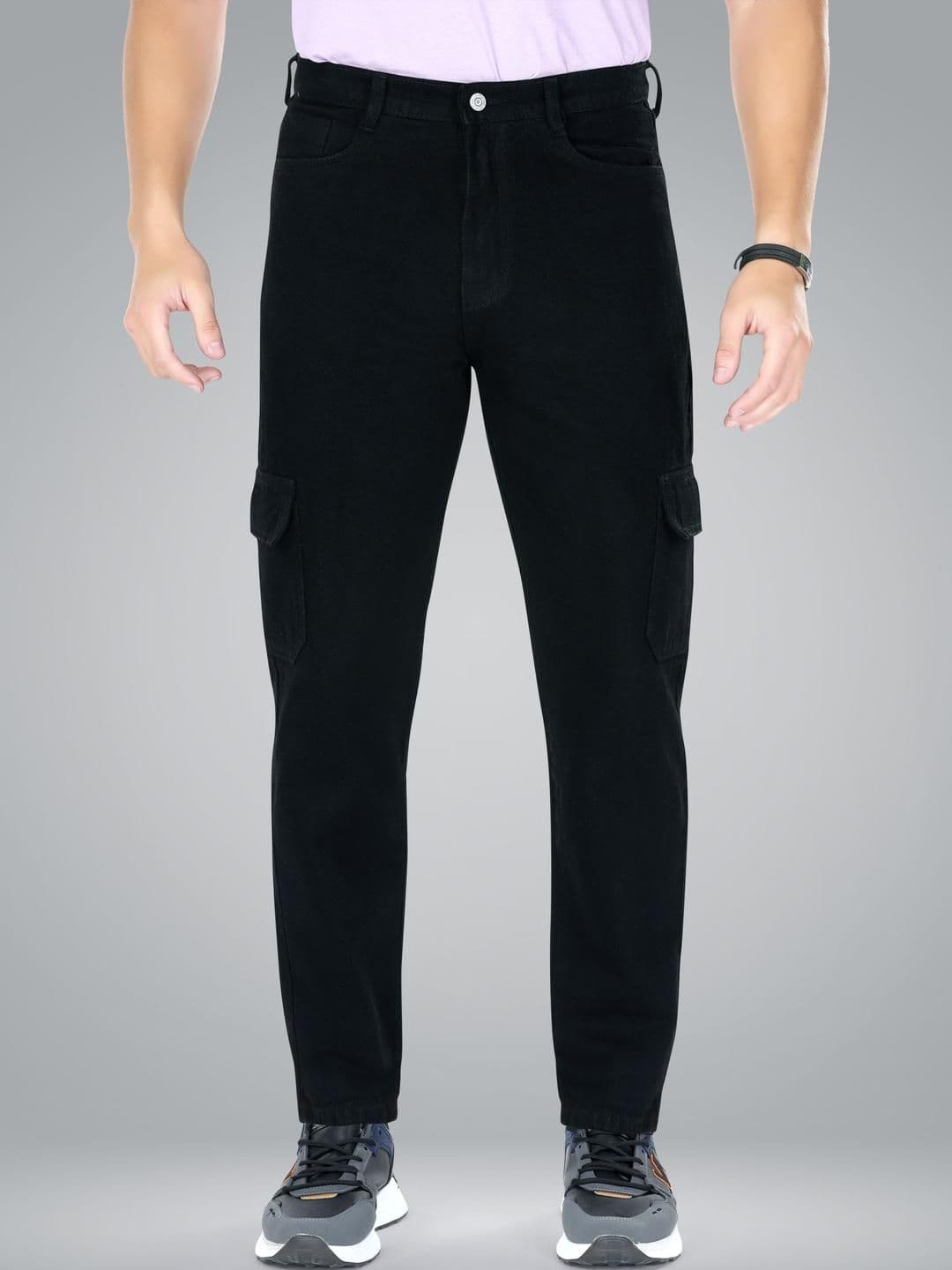 me Queen Men Straight Fit Mid-Rise Clean Look Non Stretchable Cargo Styles Cotton Jeans - view 1