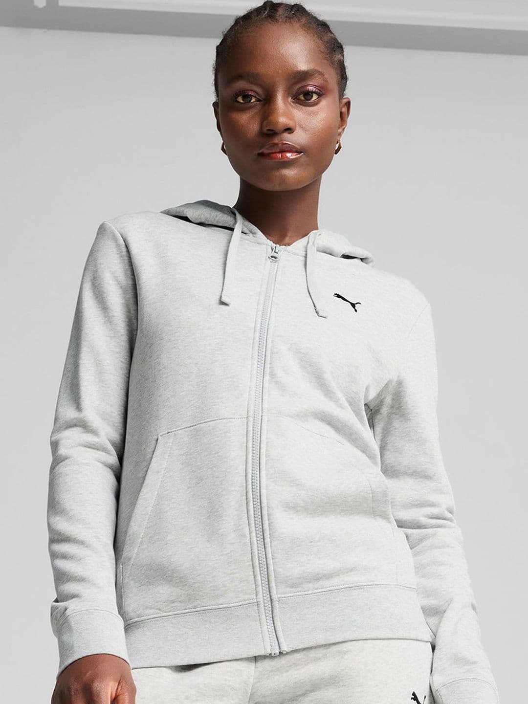 Puma Women Essentials Brand Logo Full-Zip Cotton Hoodie Sporty Jacket - view 1