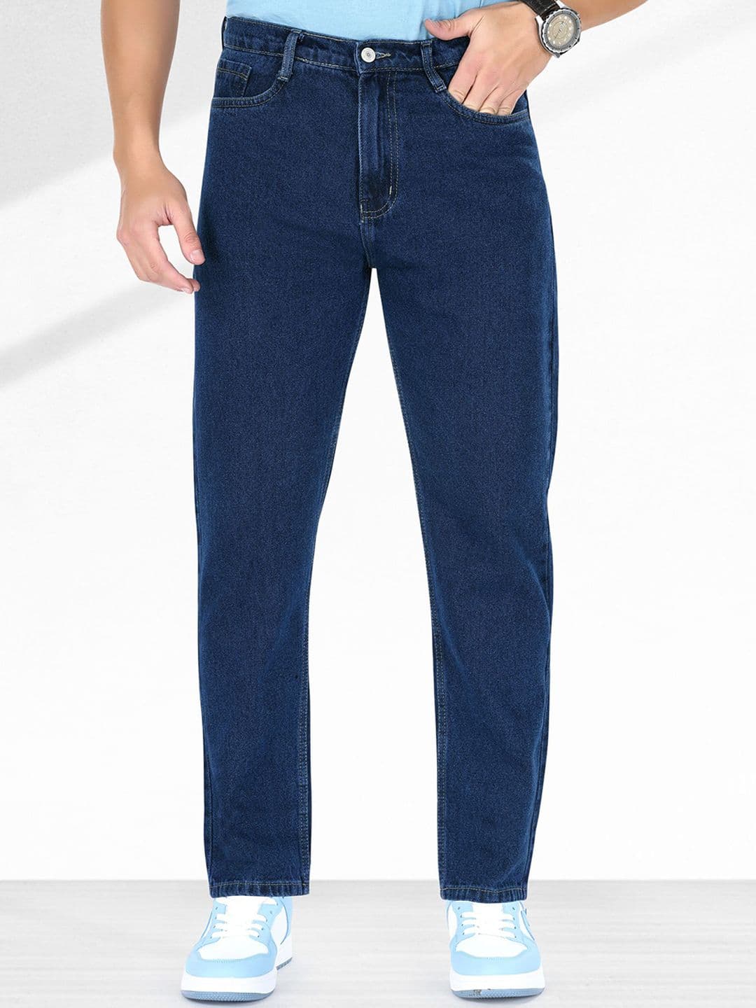 me Queen Men Straight Fit Clean Look No Fade Cotton Jeans - view 1