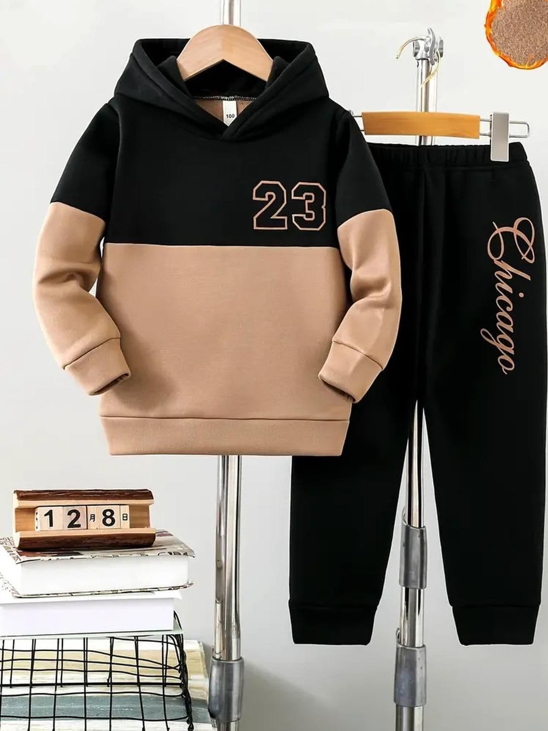 KEESOR Boys Colourblocked Hooded Sweatshirt & Pant Set - view 1
