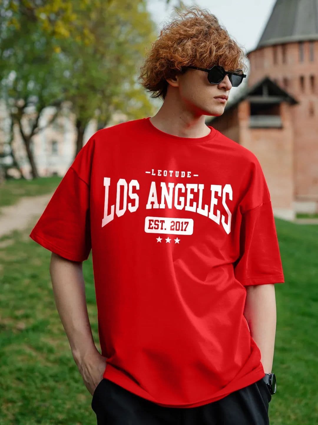Leotude Men Typography Printed Cotton Oversized Tshirt - view 1