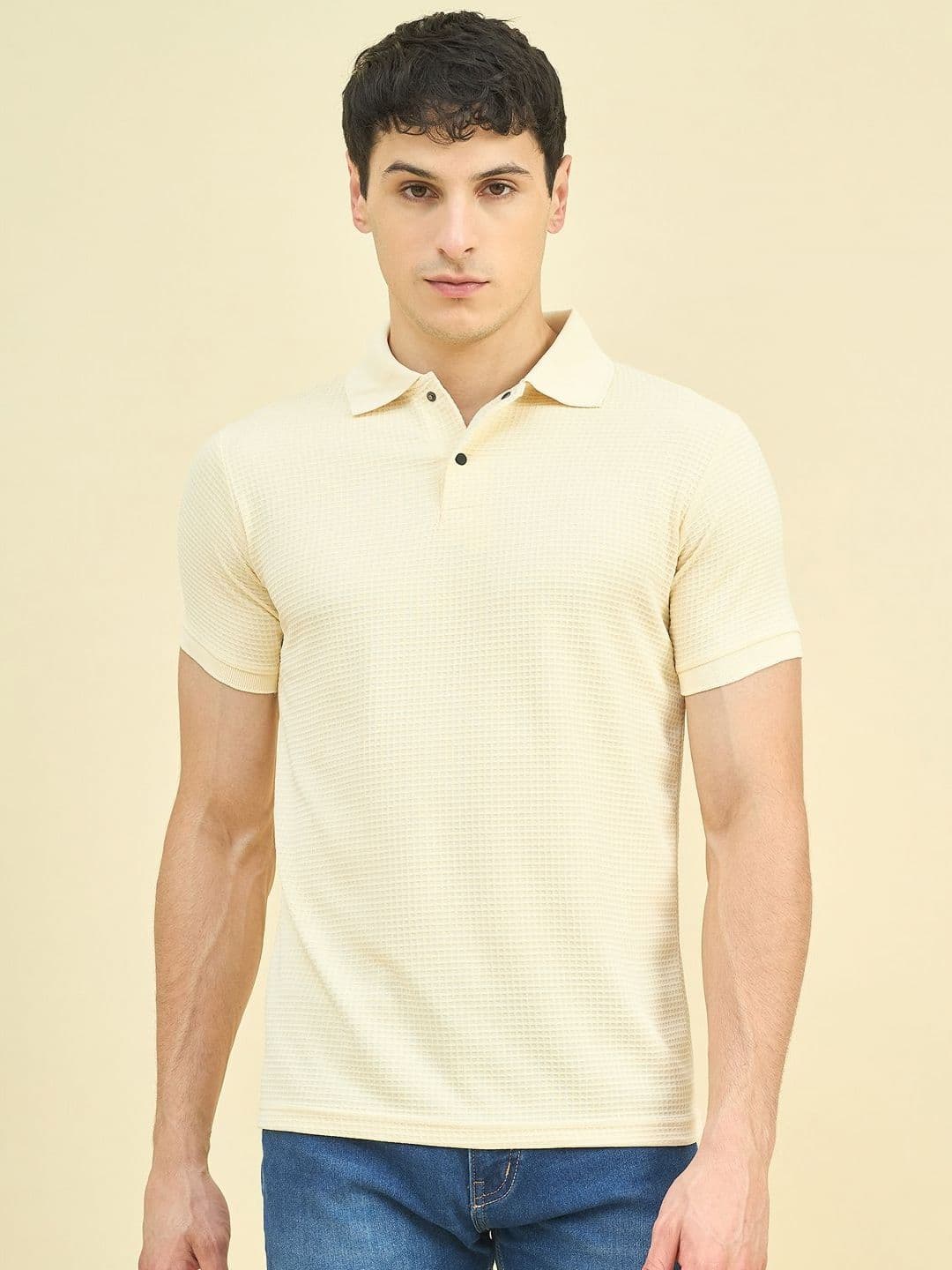 Mast & Harbour Short Sleeves Polo Collar Cotton Flat Knit T-shirt - view 1